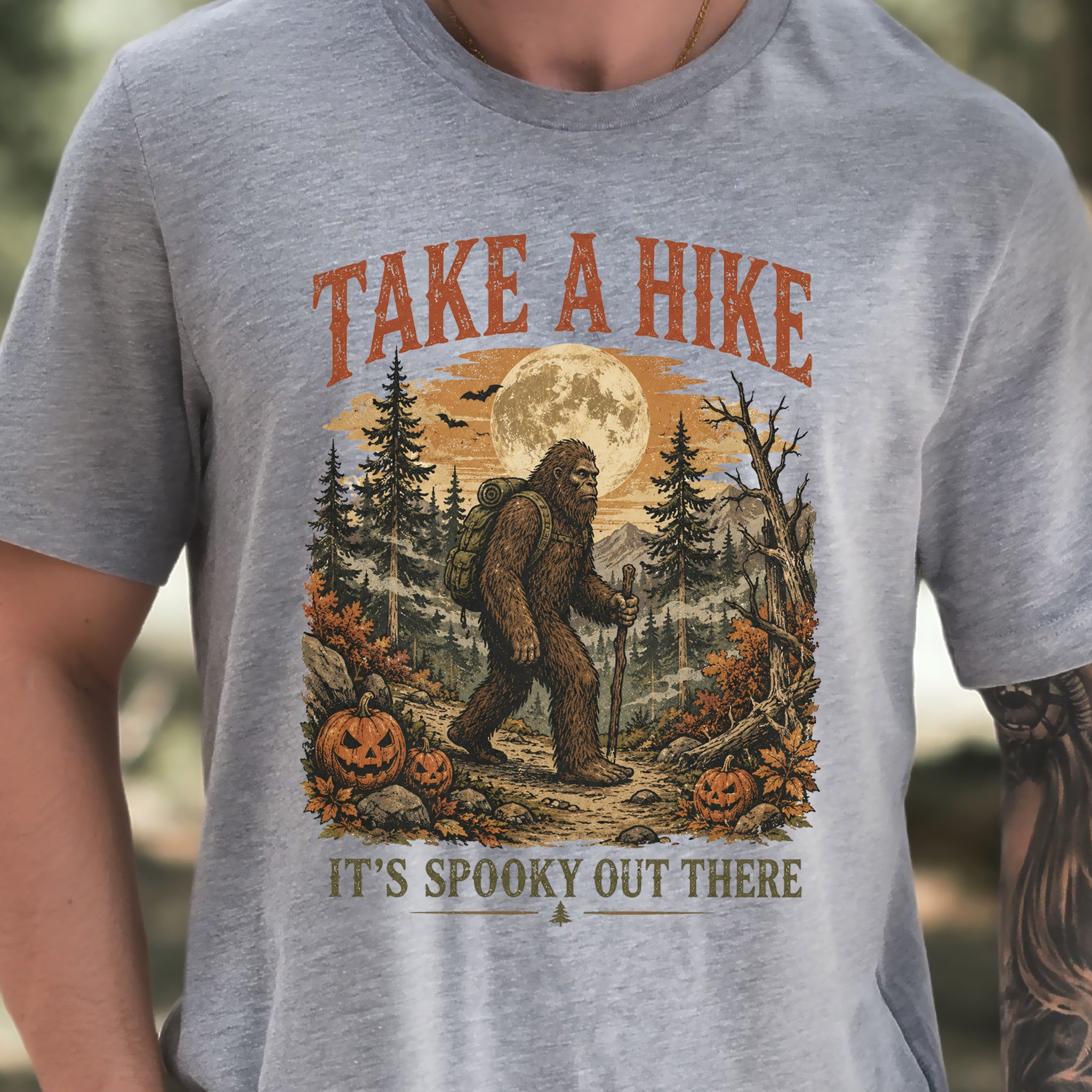 Take a Hike It’s Spooky Out There Sasquatch Halloween T-Shirt