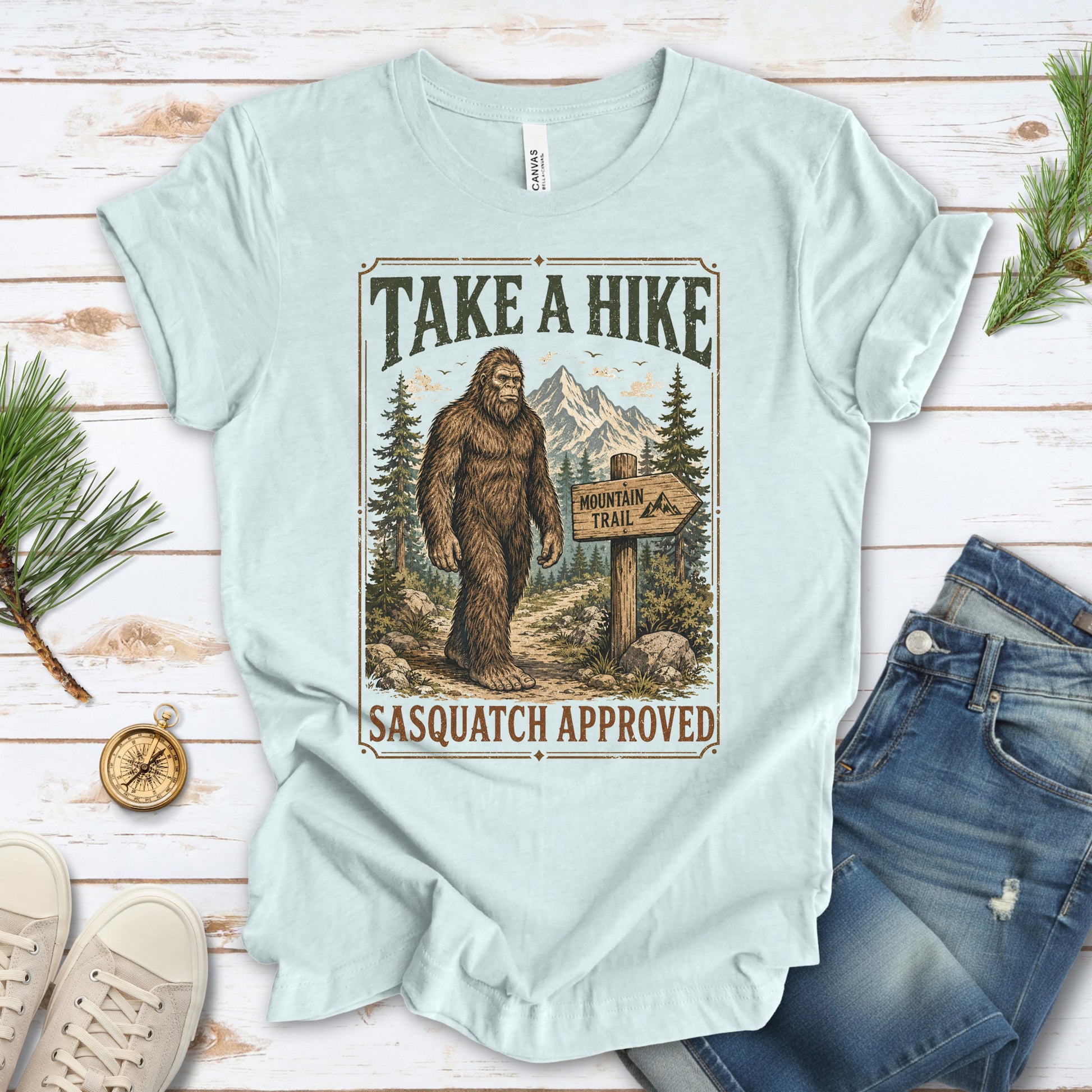 Take a Hike Sasquatch Approved Bigfoot Mountain Trail T-Shirt