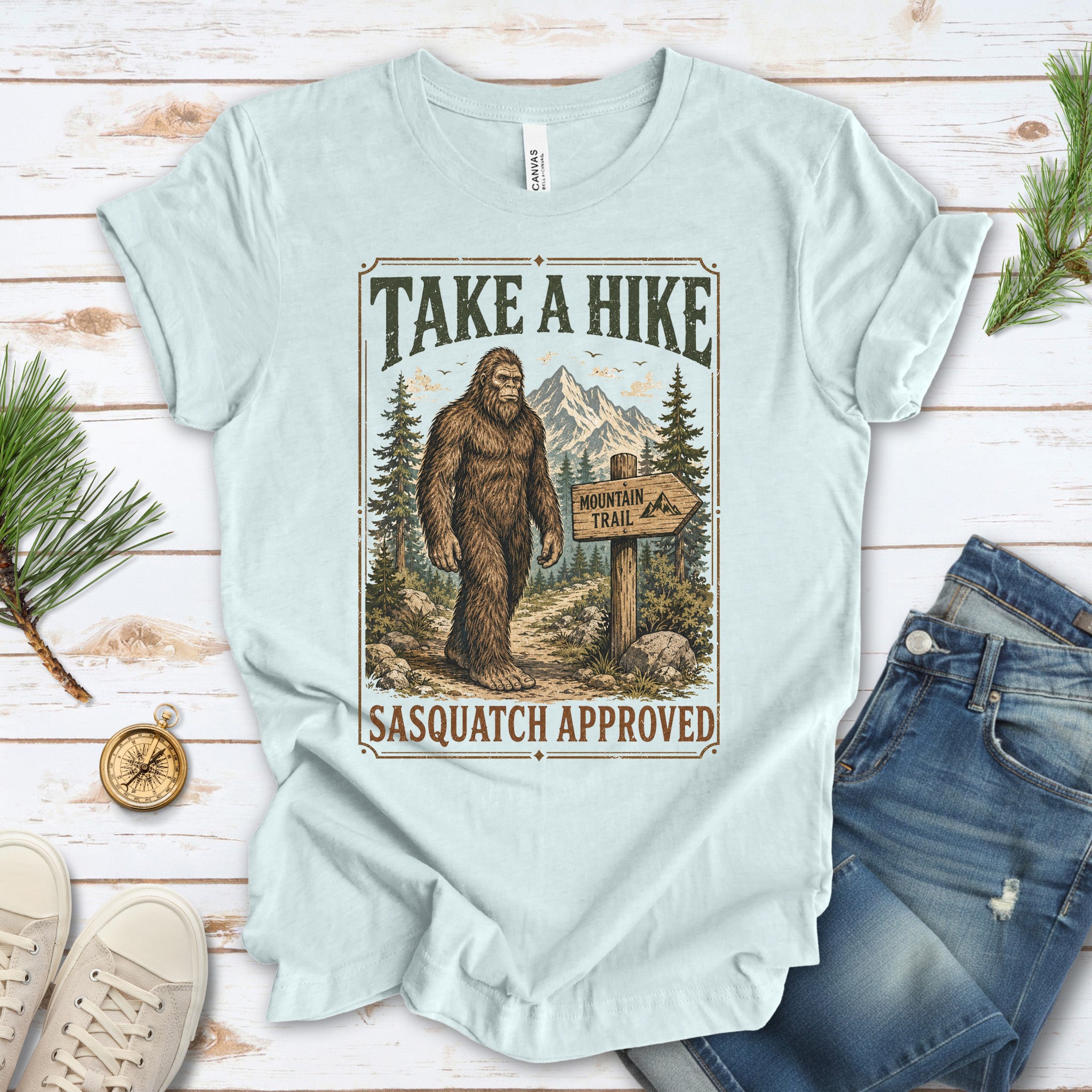 Take a Hike Sasquatch Approved Bigfoot Mountain Trail T-Shirt