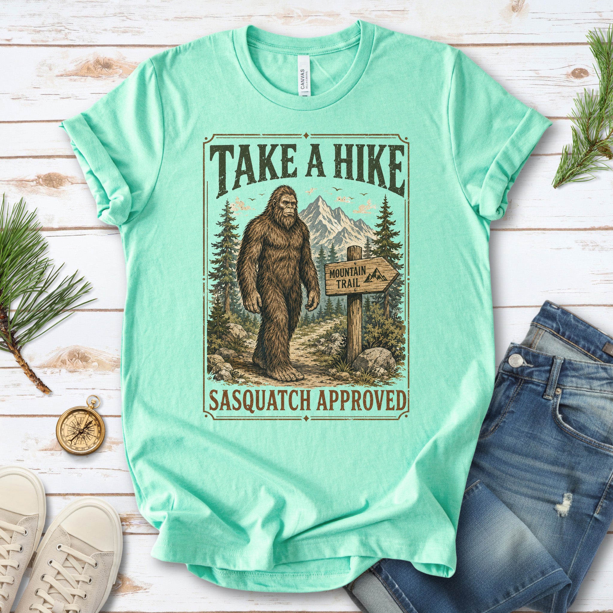 Take a Hike Sasquatch Approved Bigfoot Mountain Trail T-Shirt