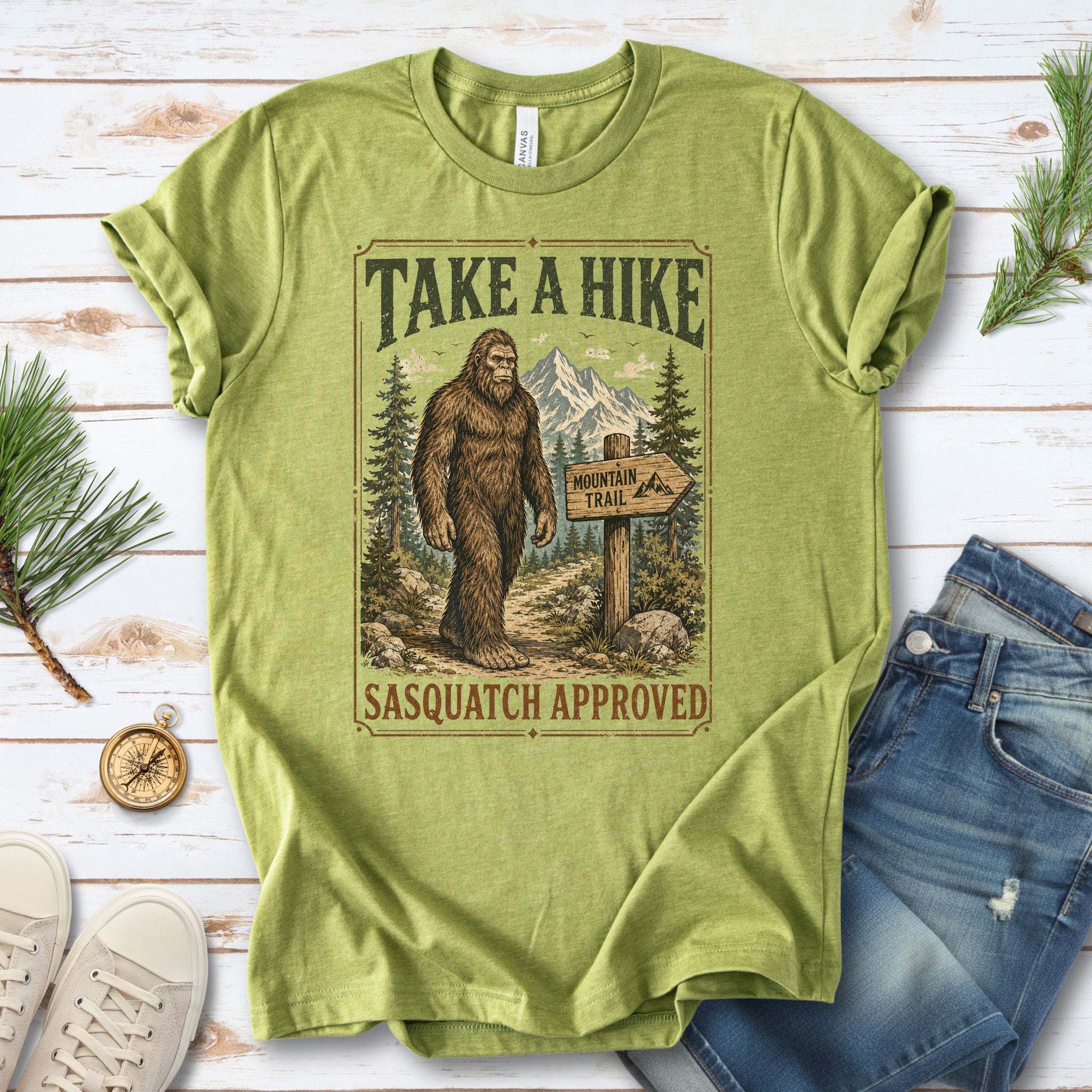 Take a Hike Sasquatch Approved Bigfoot Mountain Trail T-Shirt