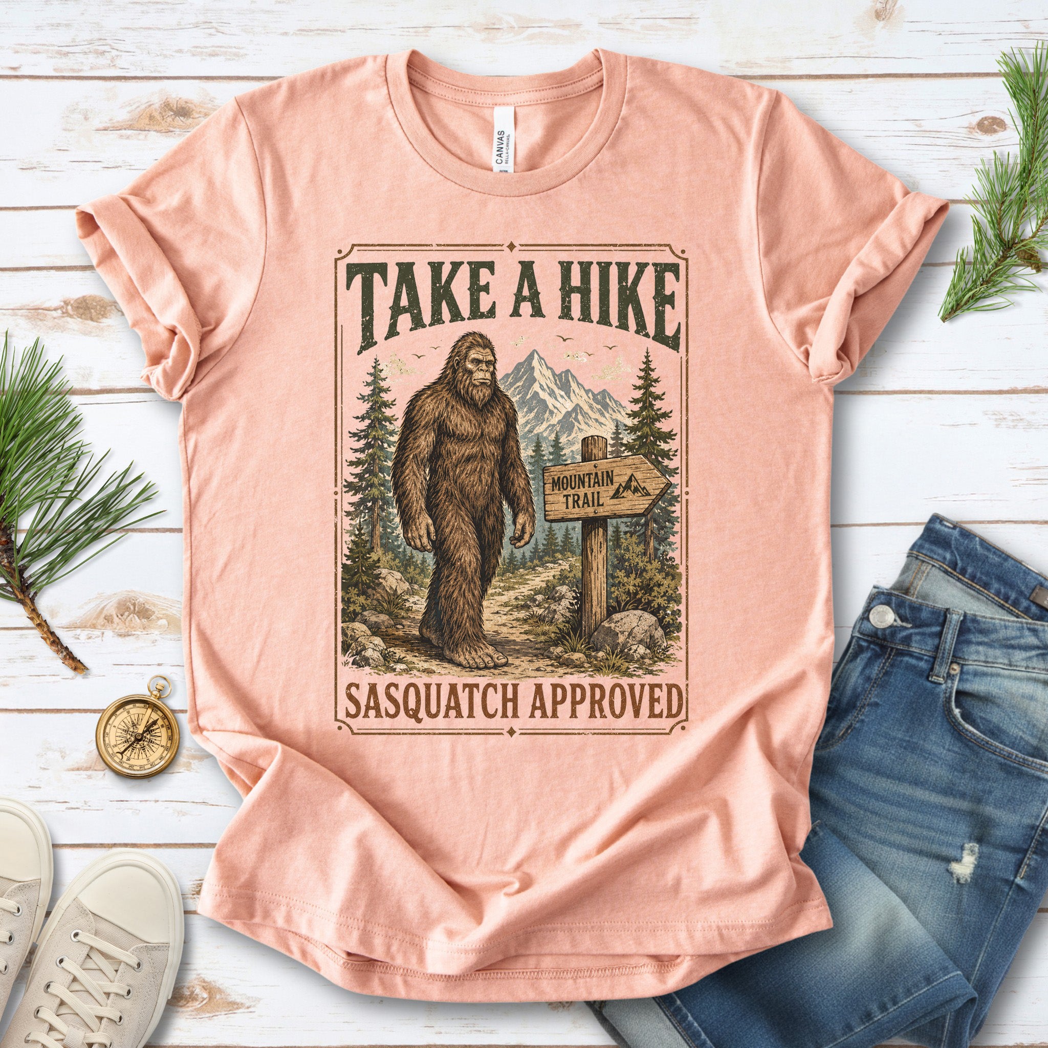 Take a Hike Sasquatch Approved Bigfoot Mountain Trail T-Shirt