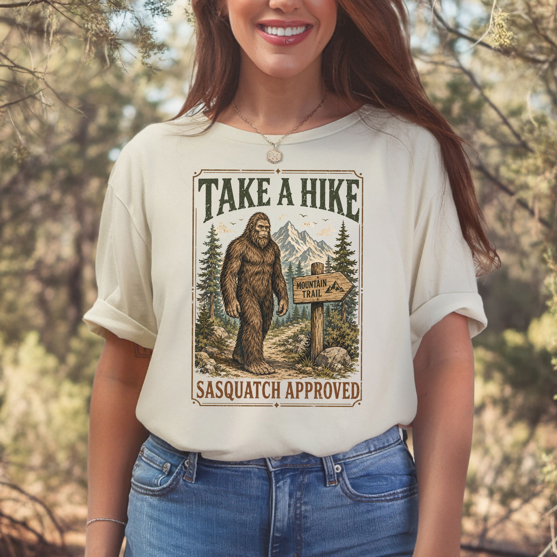 Take a Hike Sasquatch Approved Bigfoot Mountain Trail T-Shirt