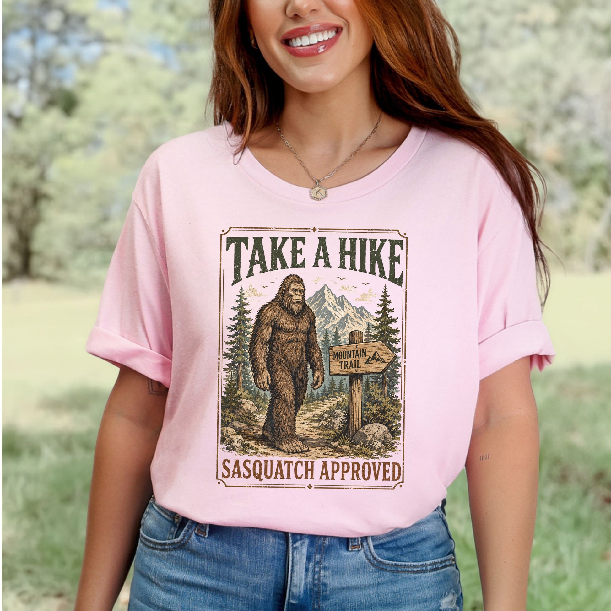 Take a Hike Sasquatch Approved Bigfoot Mountain Trail T-Shirt