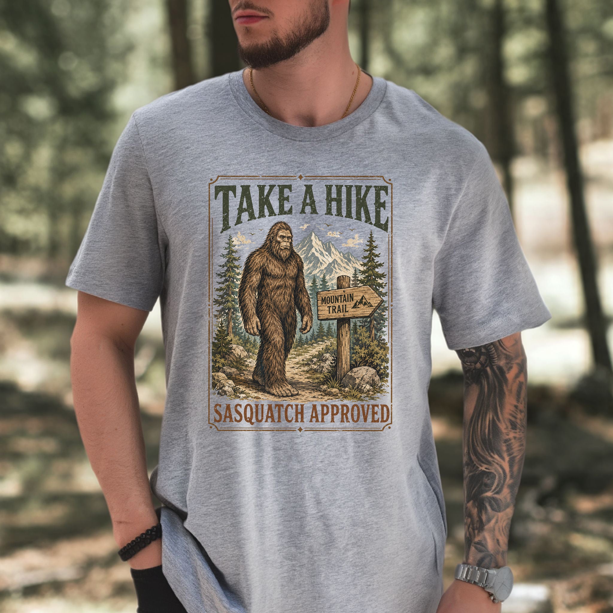 Take a Hike Sasquatch Approved Bigfoot Mountain Trail T-Shirt