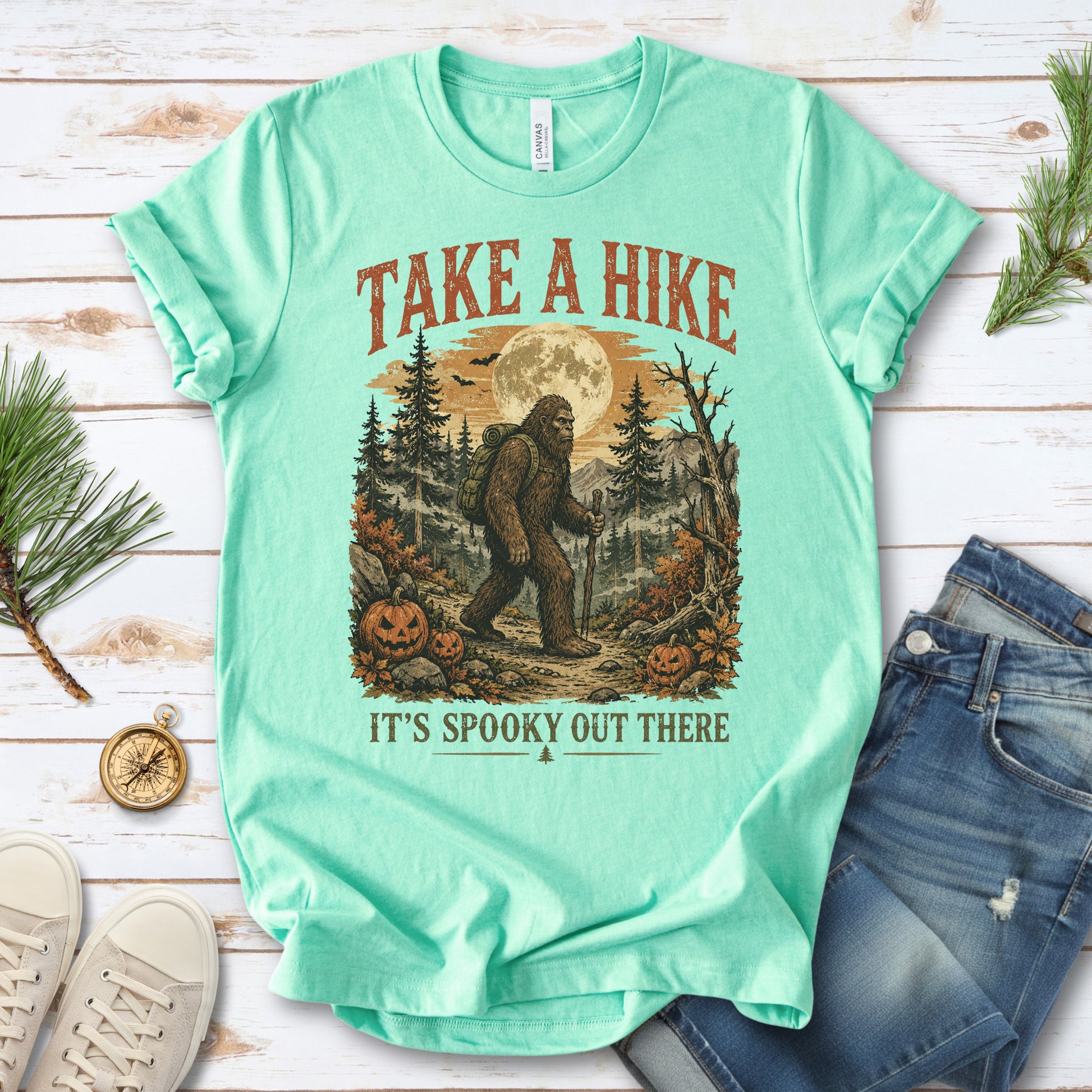 Take a Hike It’s Spooky Out There Sasquatch Halloween T-Shirt