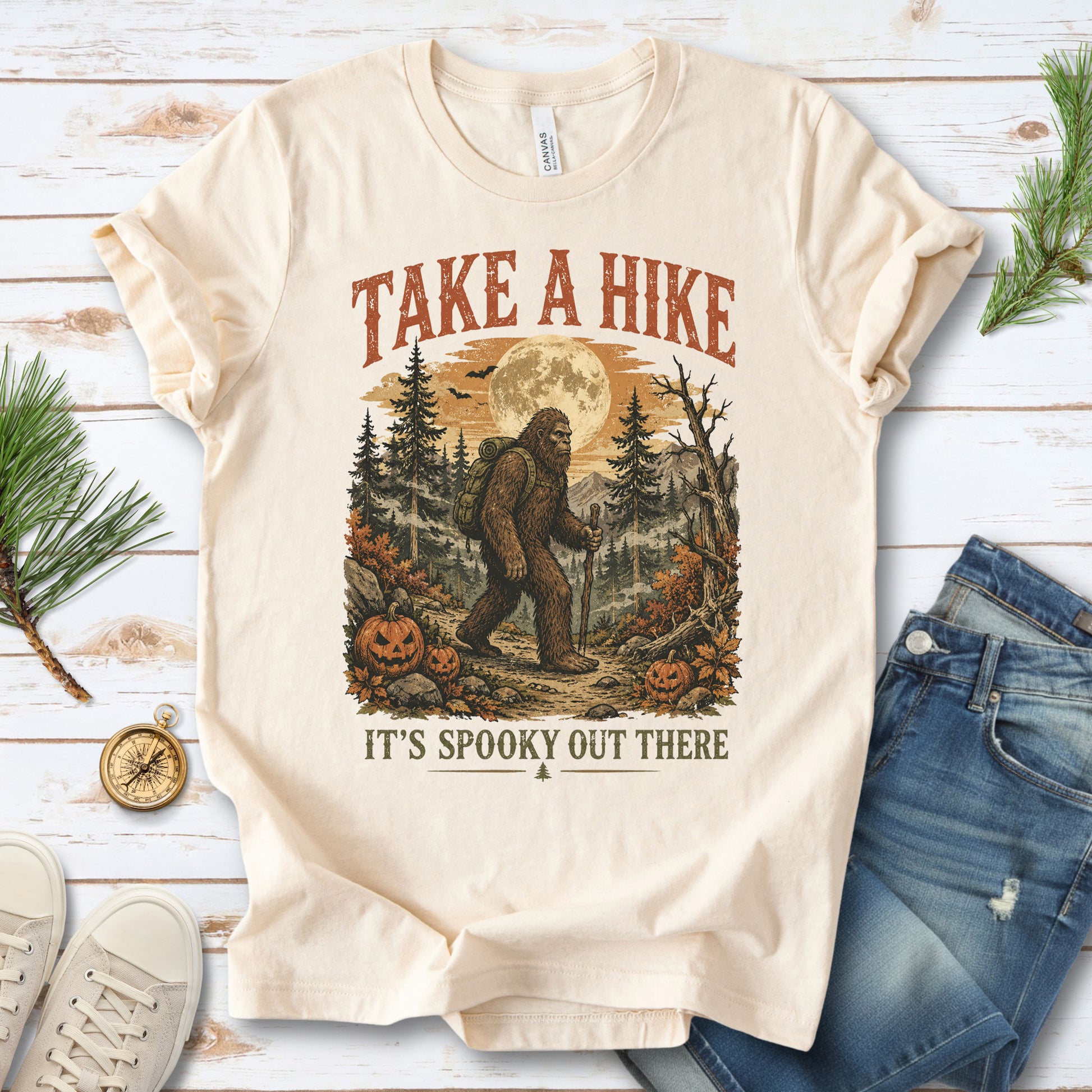 Take a Hike It’s Spooky Out There Sasquatch Halloween T-Shirt