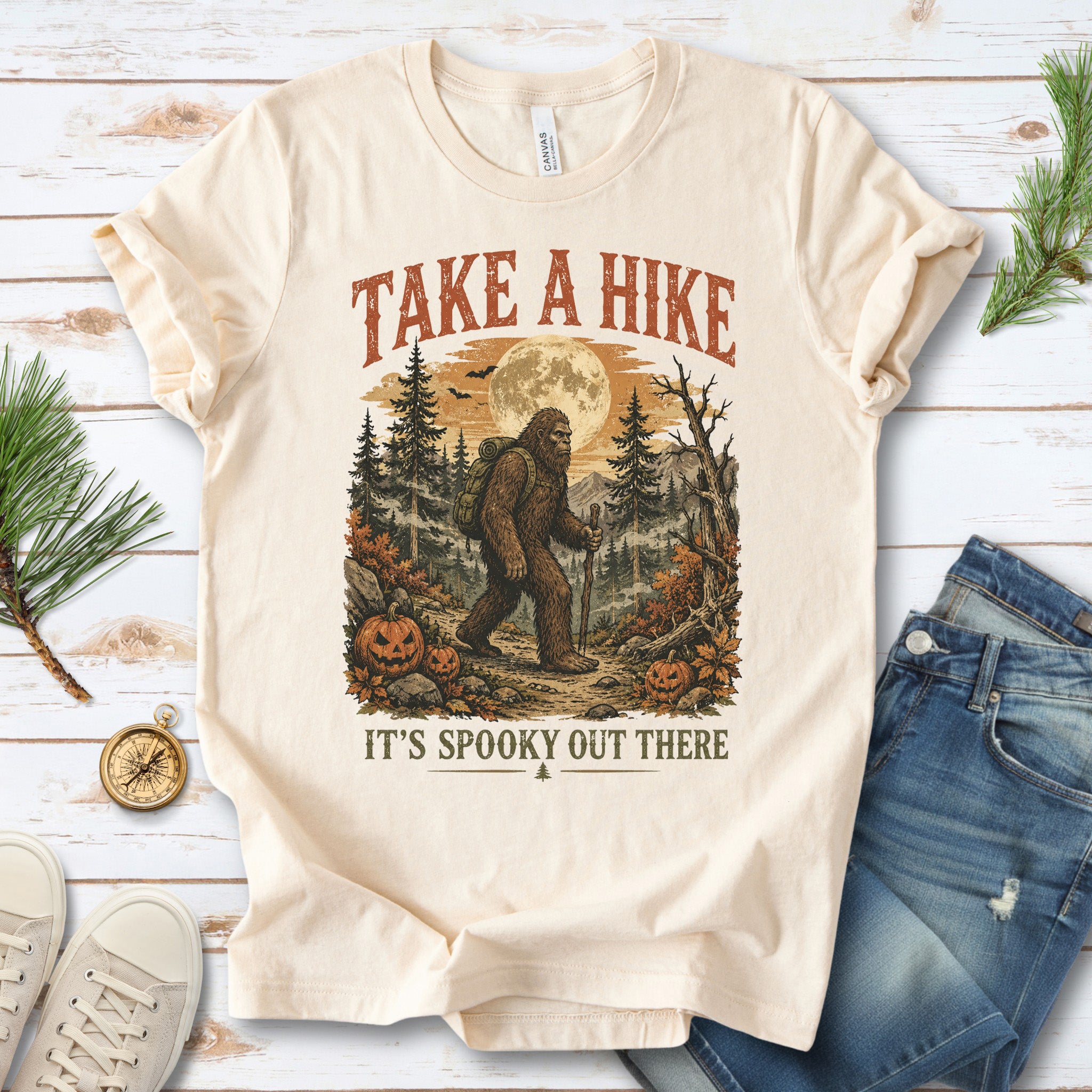 Take a Hike It’s Spooky Out There Sasquatch Halloween T-Shirt