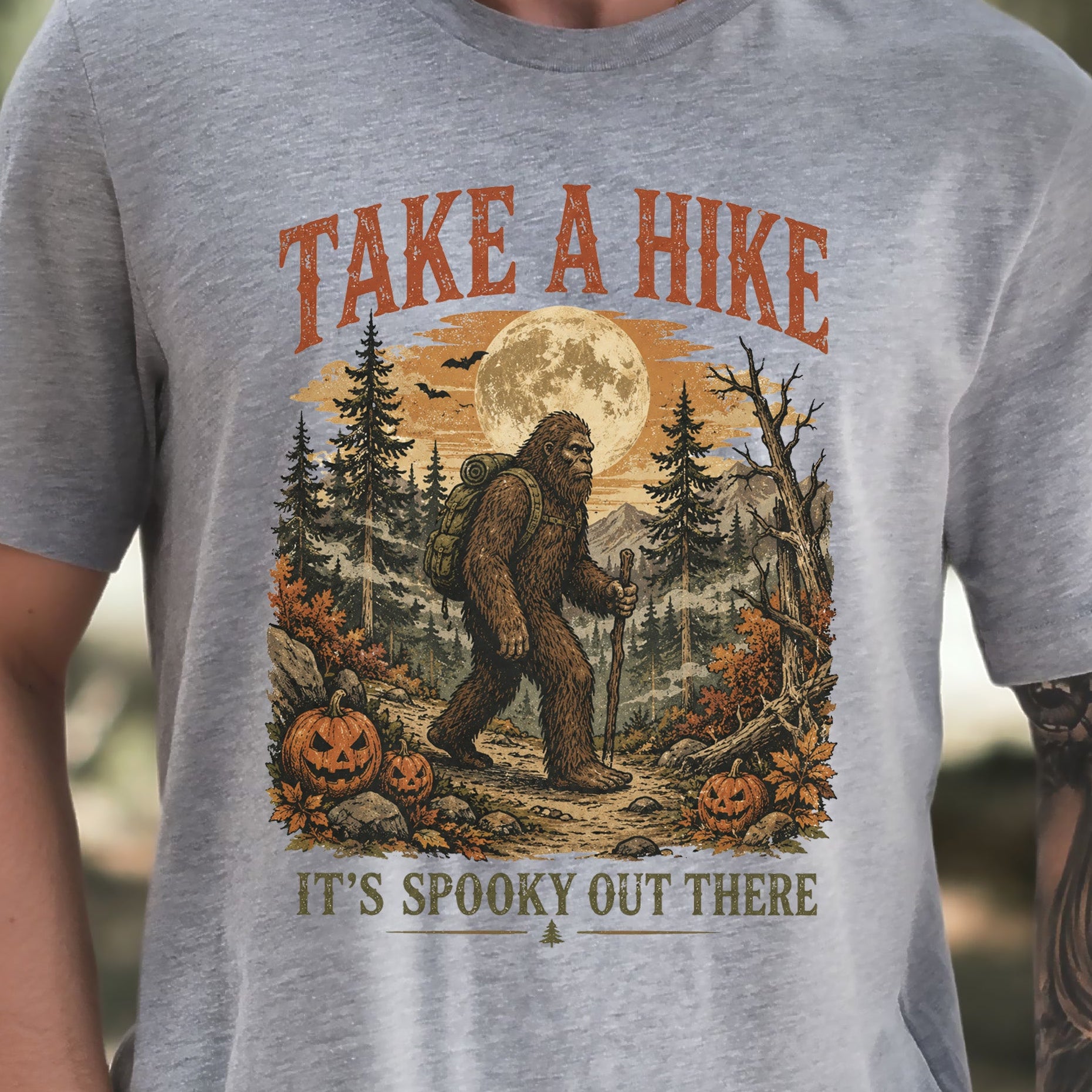 Take a Hike It’s Spooky Out There Sasquatch Halloween T-Shirt