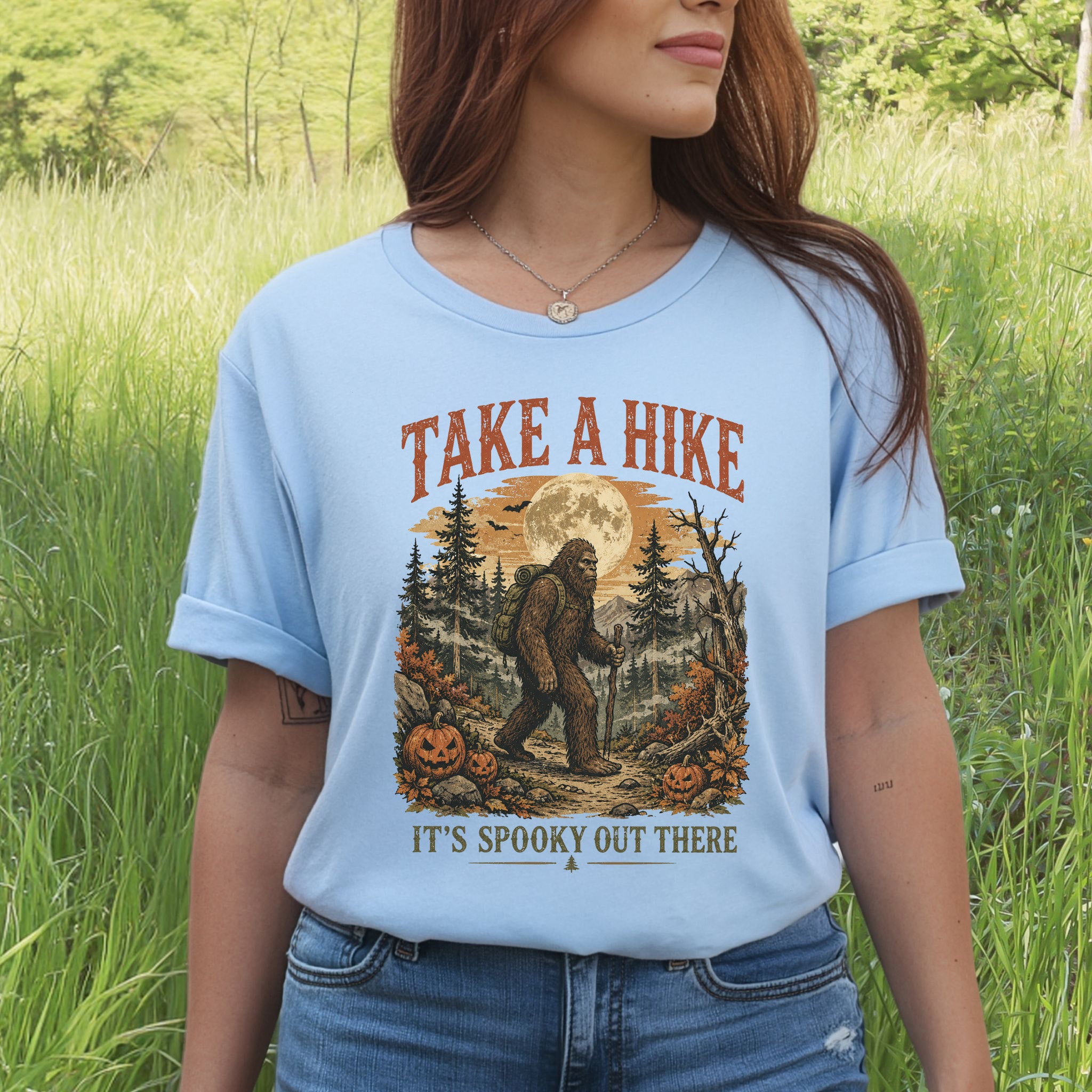 Take a Hike It’s Spooky Out There Sasquatch Halloween T-Shirt