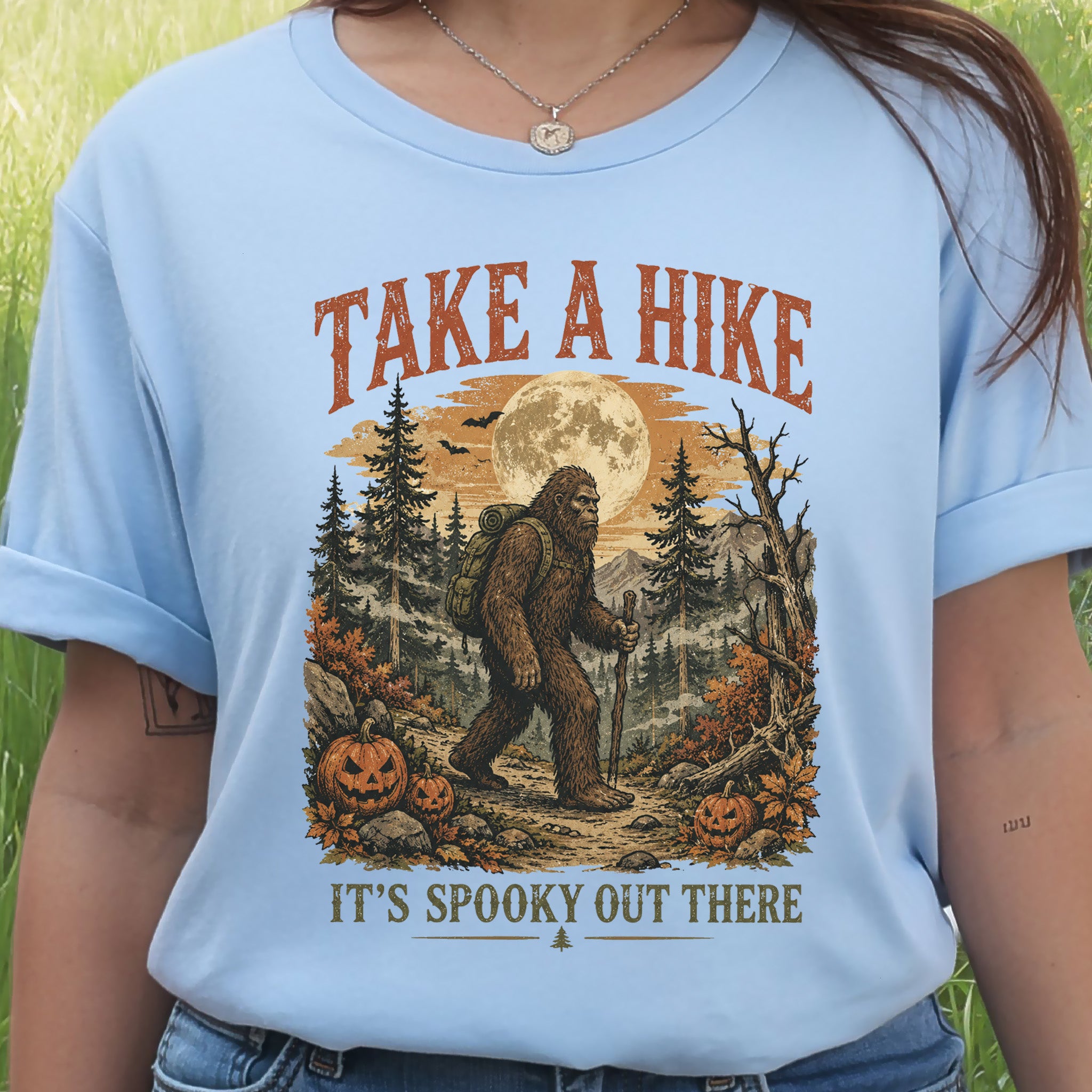 Take a Hike It’s Spooky Out There Sasquatch Halloween T-Shirt