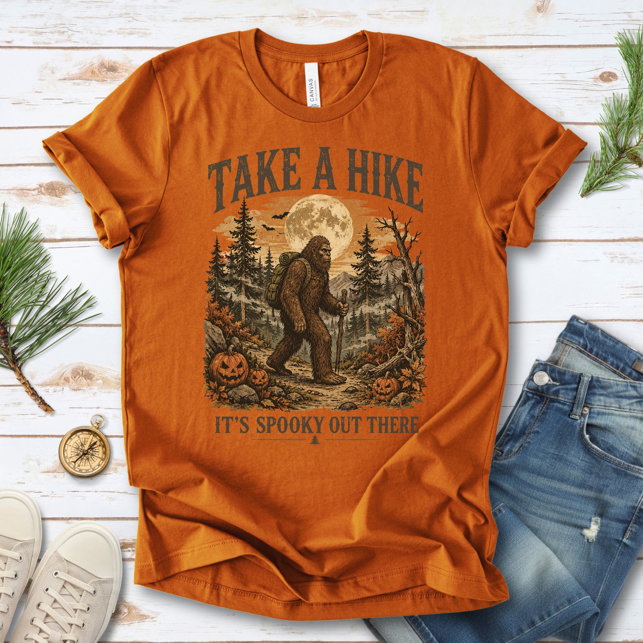 Take a Hike It’s Spooky Out There Sasquatch Halloween T-Shirt