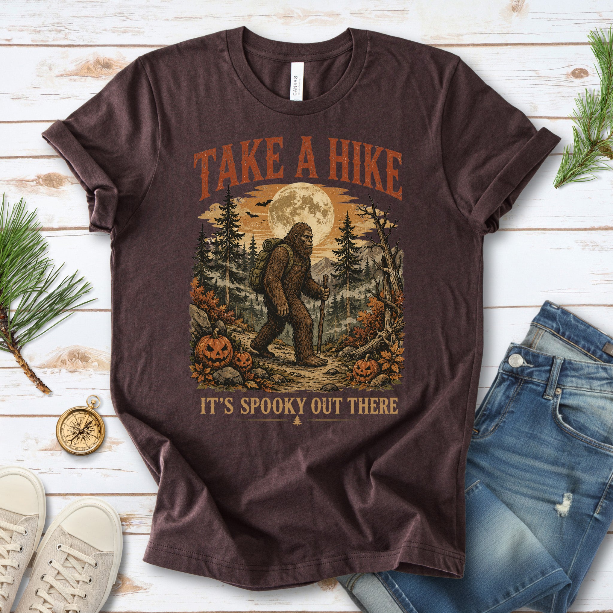 Take a Hike It’s Spooky Out There Sasquatch Halloween T-Shirt
