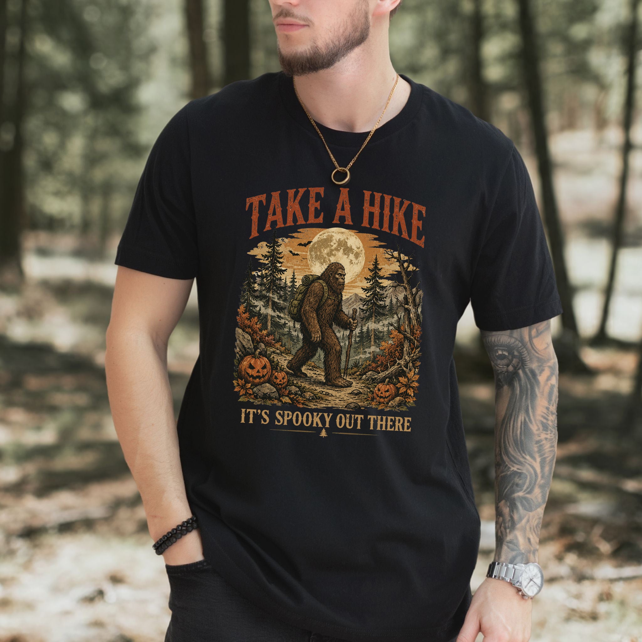 Take a Hike It’s Spooky Out There Sasquatch Halloween T-Shirt
