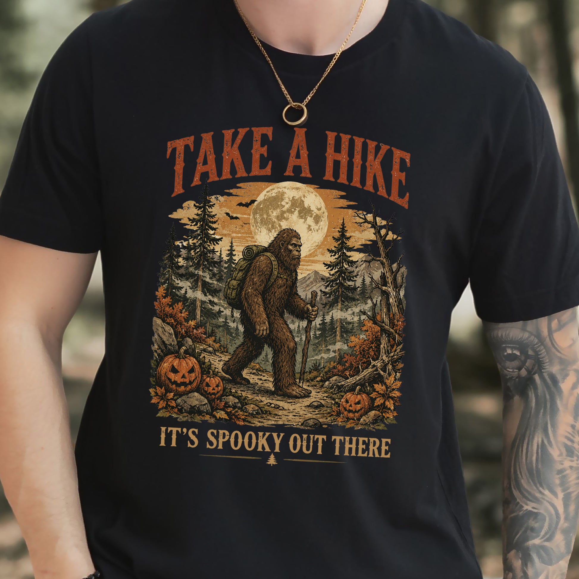 Take a Hike It’s Spooky Out There Sasquatch Halloween T-Shirt