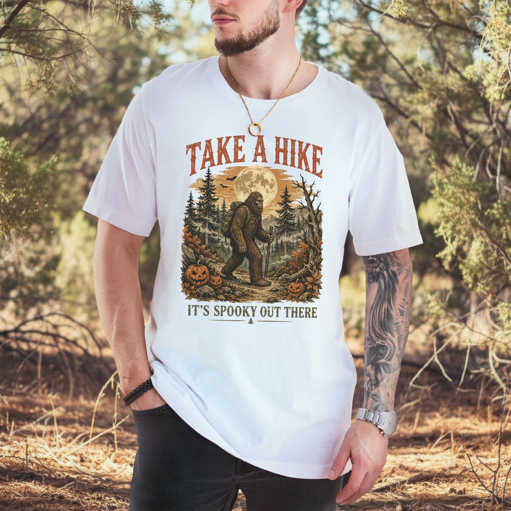 Take a Hike It’s Spooky Out There Sasquatch Halloween T-Shirt