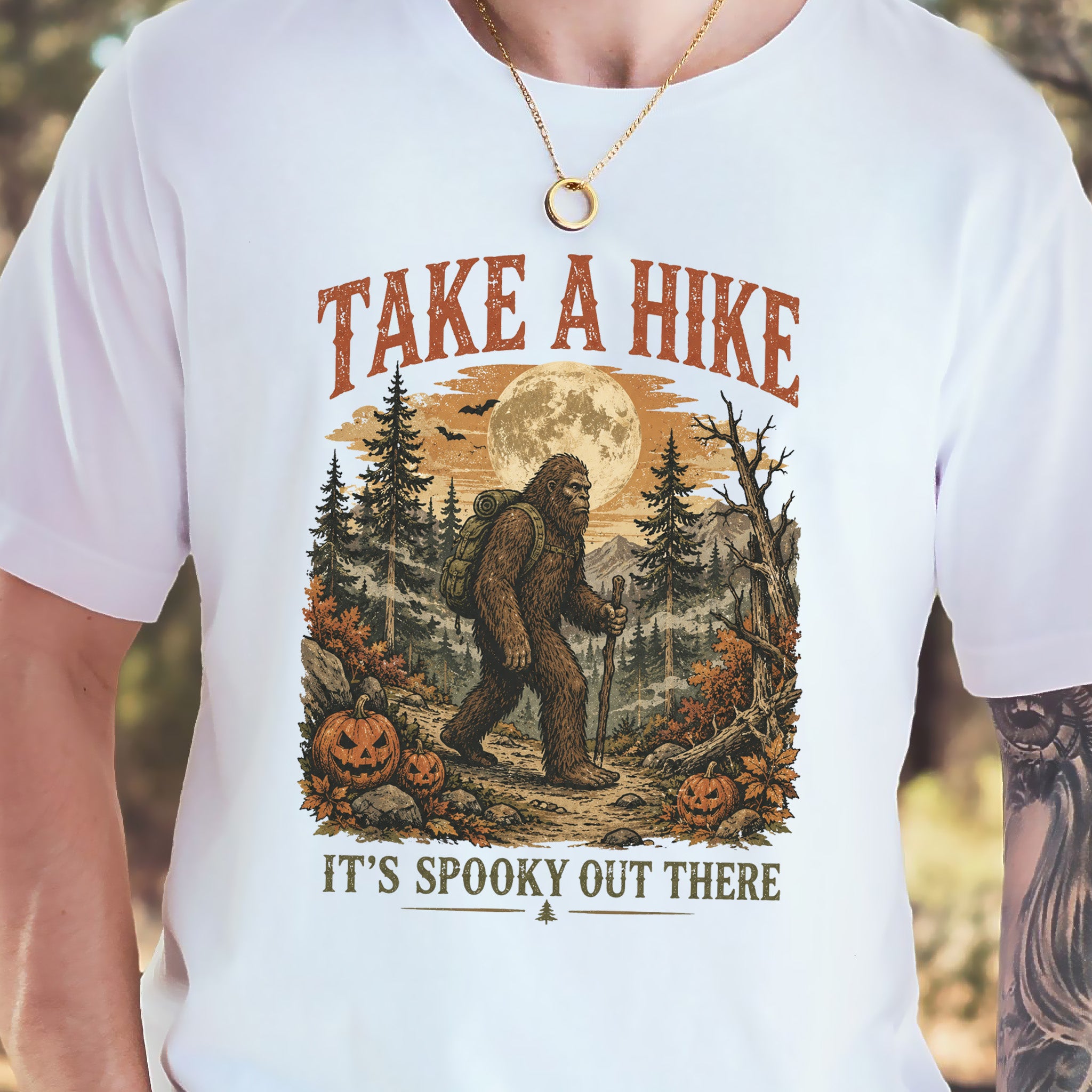 Take a Hike It’s Spooky Out There Sasquatch Halloween T-Shirt