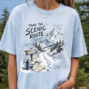 Take the Scenic Route Winter Edition Comfort Colors Shirt – Scenic Hiking Tee