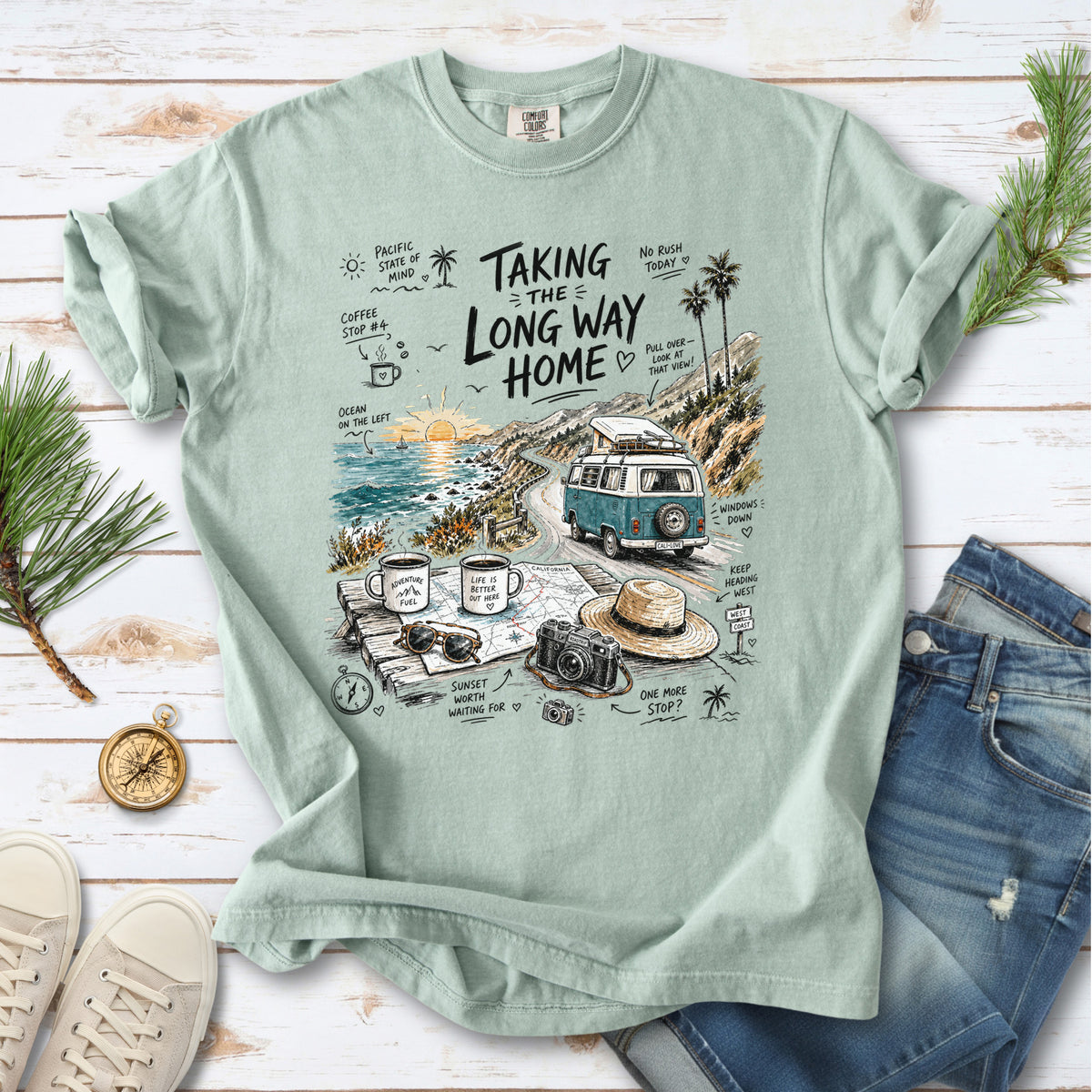 Taking the Long Way Home Comfort Colors Shirt – California Coast Tee