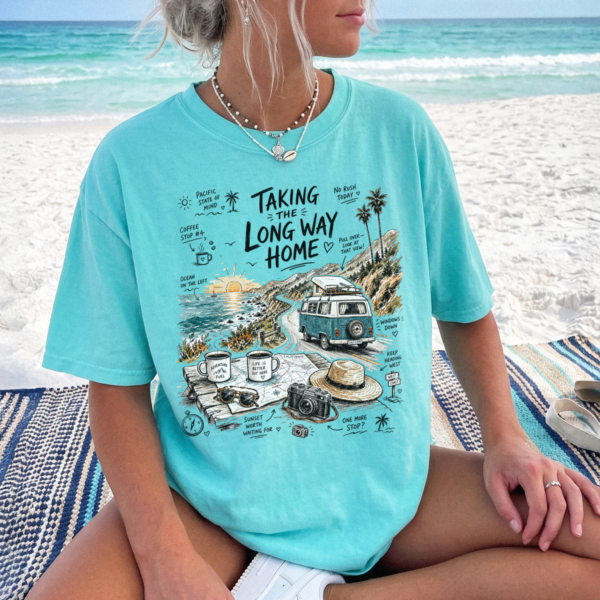 Taking the Long Way Home Comfort Colors Shirt – California Coast Tee