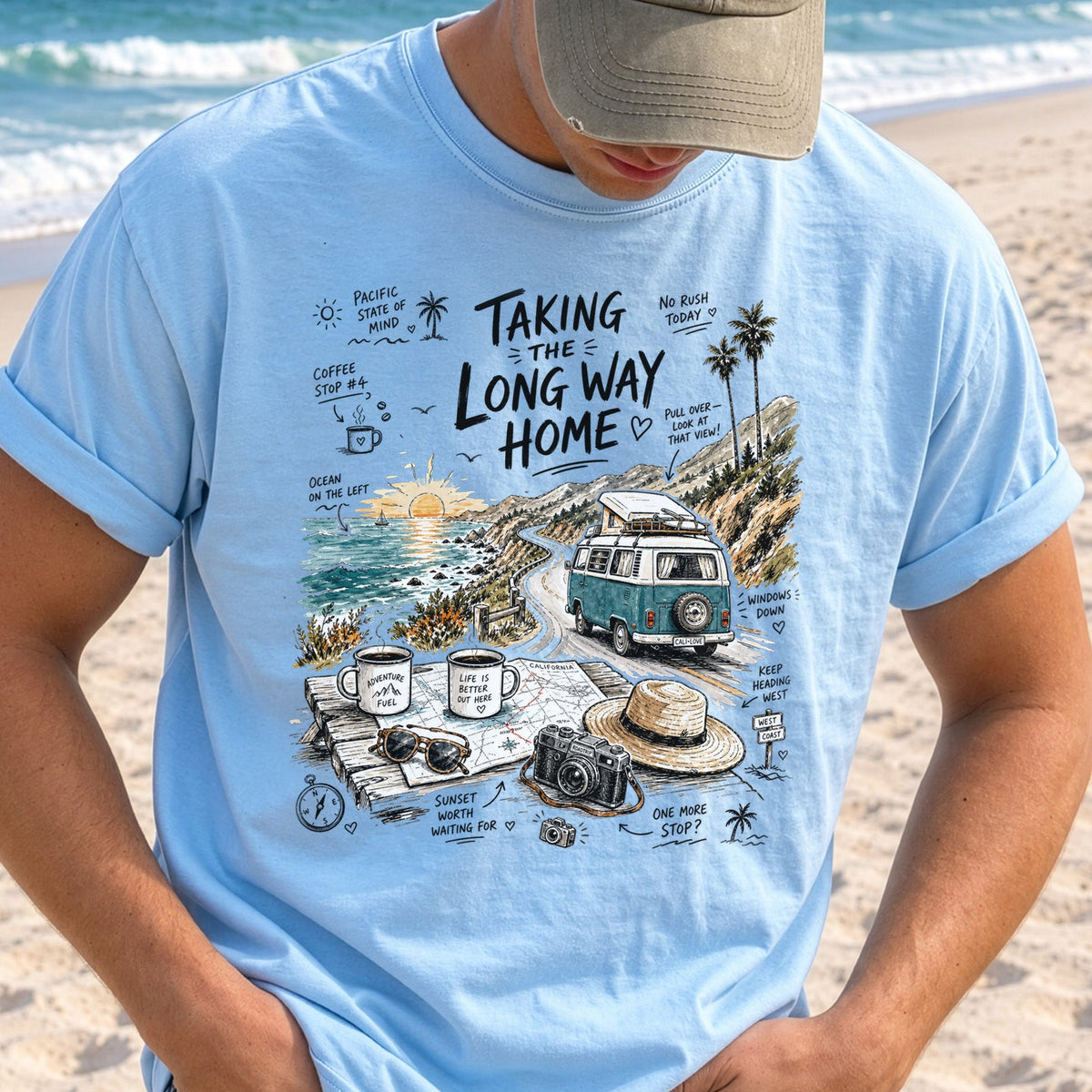 Taking the Long Way Home Comfort Colors Shirt – California Coast Tee