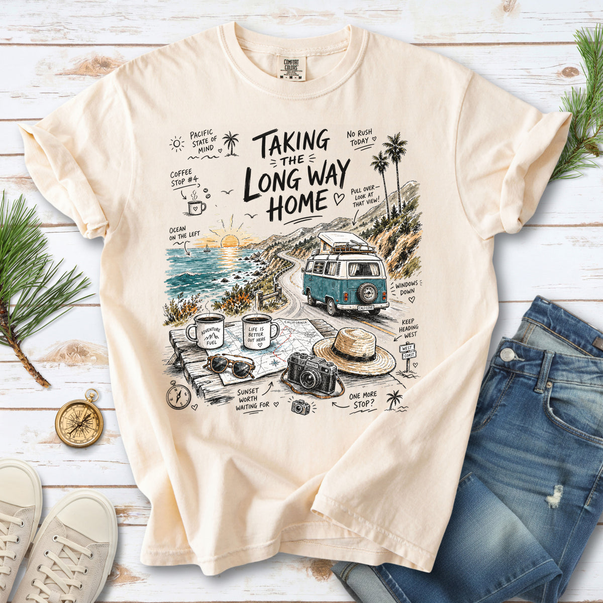 Taking the Long Way Home Comfort Colors Shirt – California Coast Tee