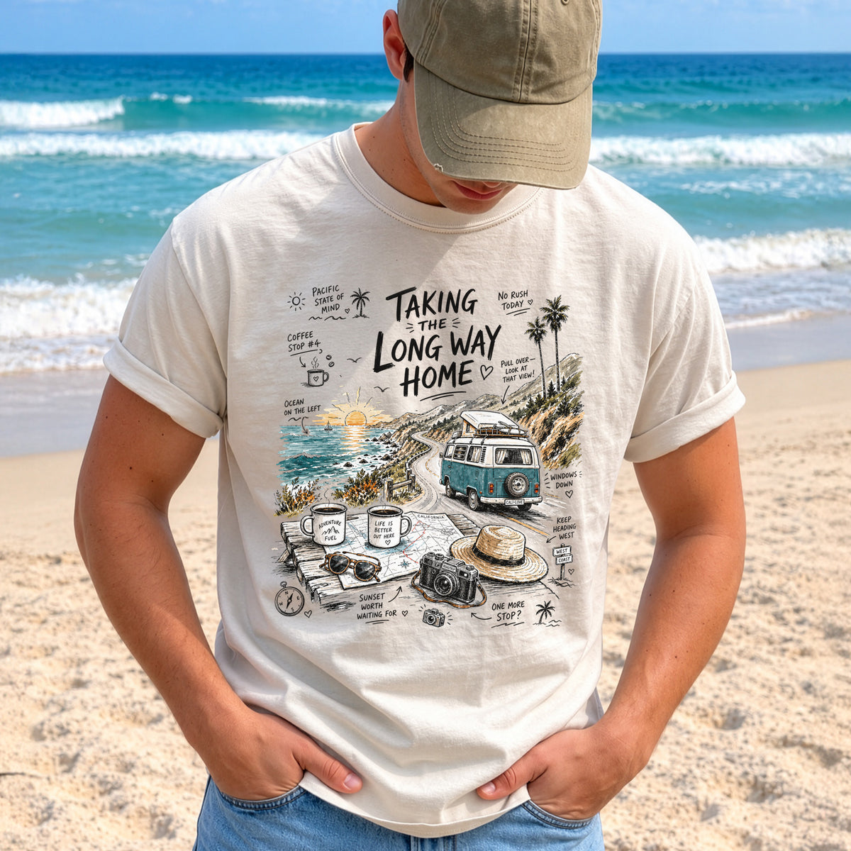Taking the Long Way Home Comfort Colors Shirt – California Coast Tee