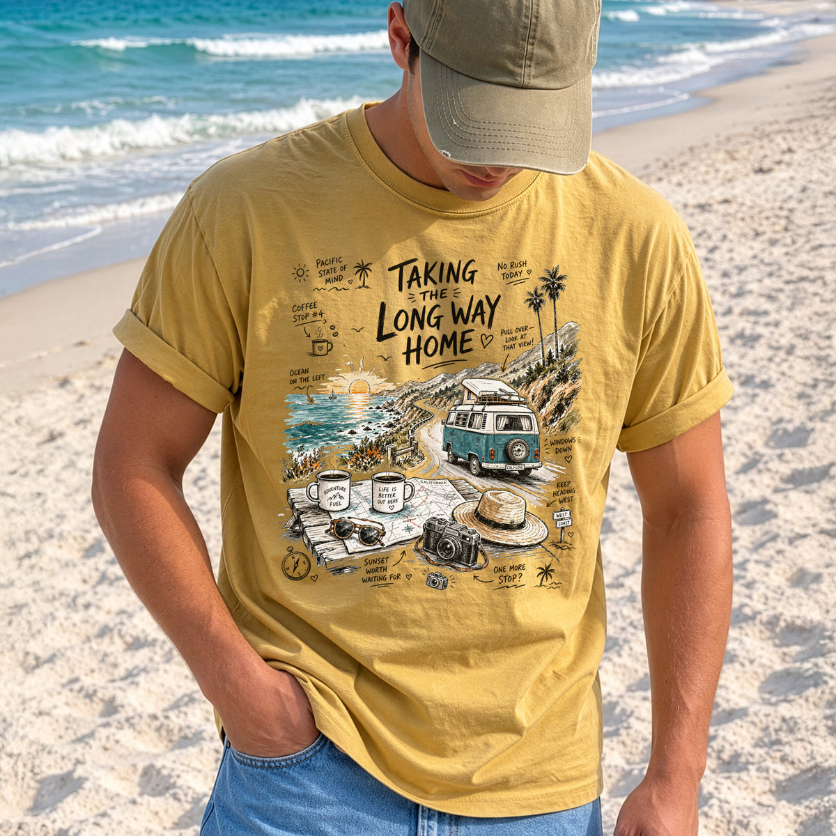 Taking the Long Way Home Comfort Colors Shirt – California Coast Tee