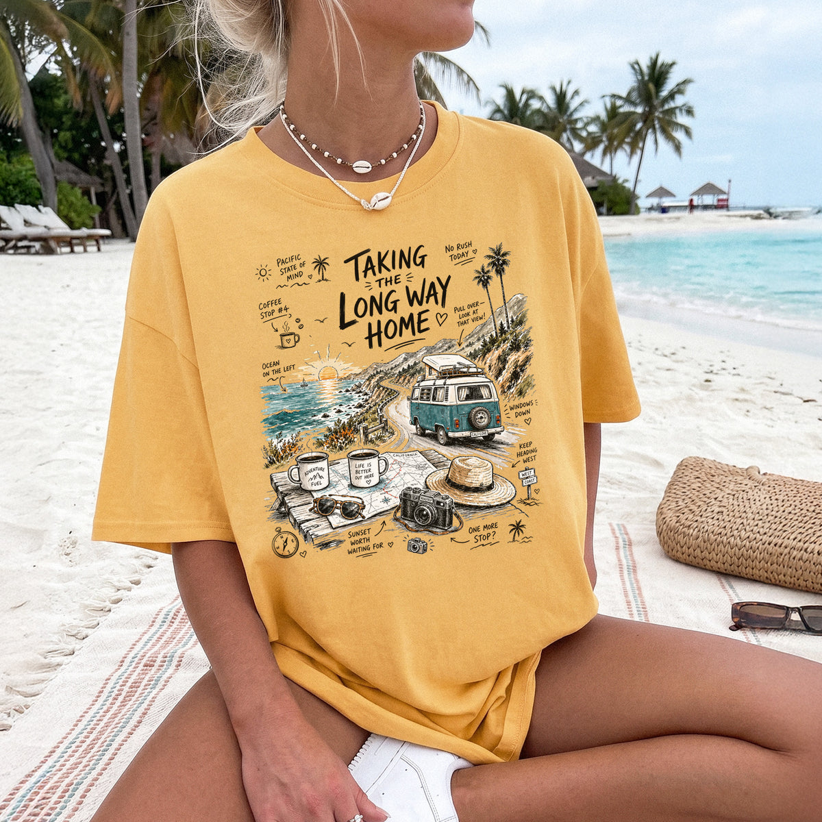 Taking the Long Way Home Comfort Colors Shirt – California Coast Tee