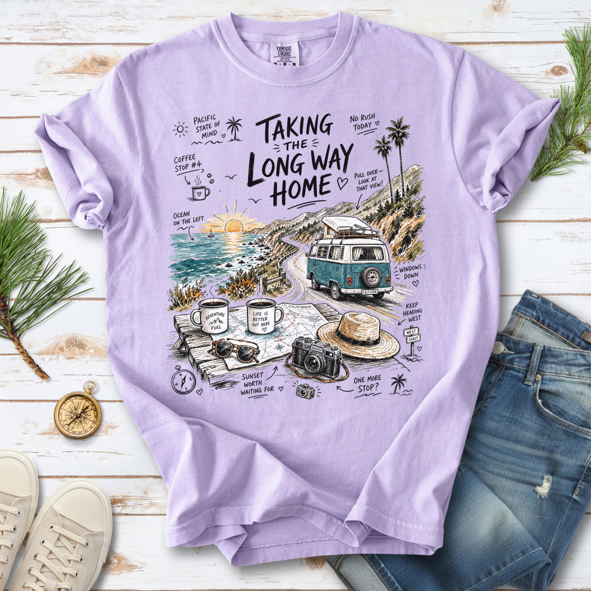 Taking the Long Way Home Comfort Colors Shirt – California Coast Tee