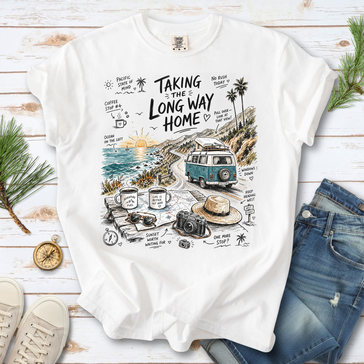 Taking the Long Way Home Comfort Colors Shirt – California Coast Tee