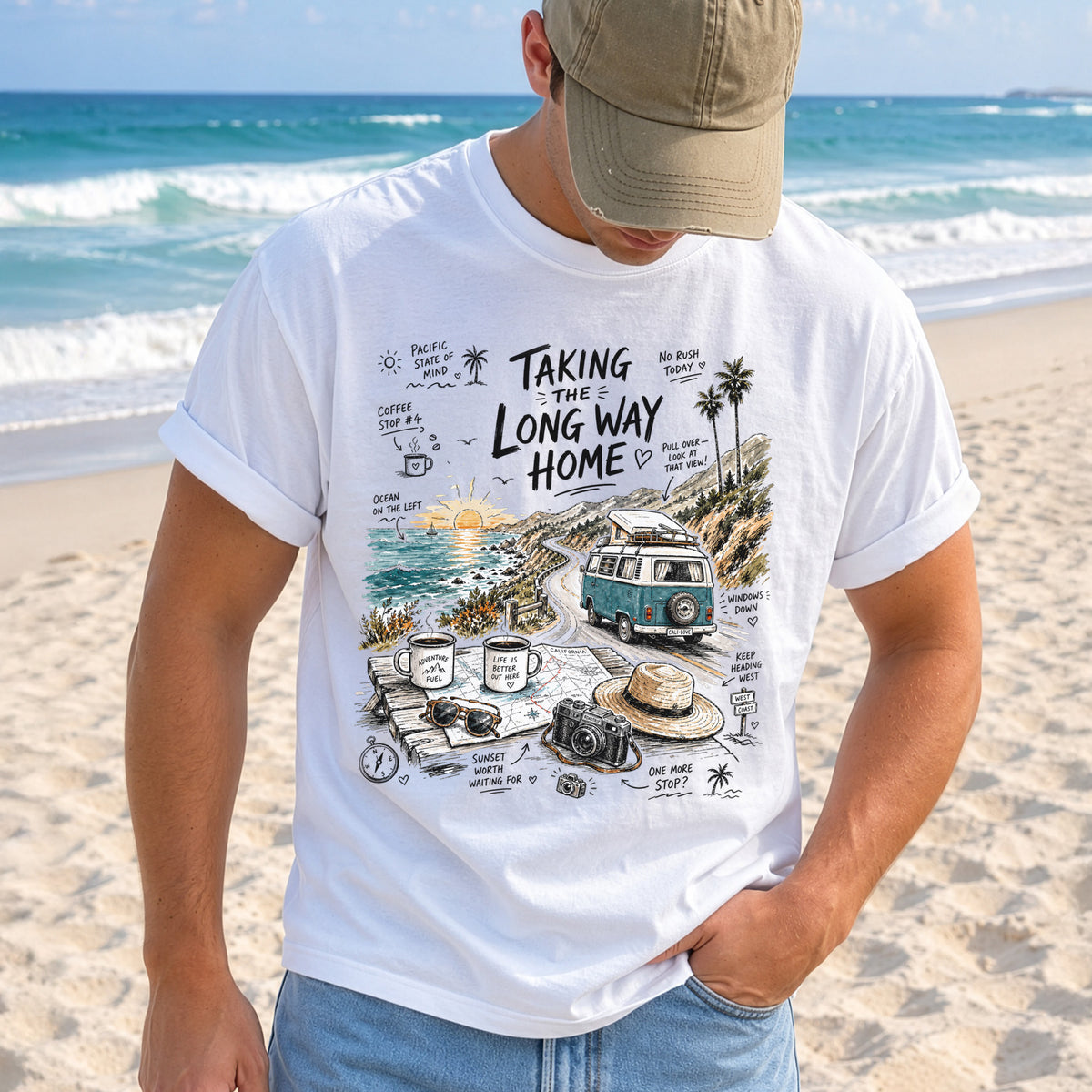 Taking the Long Way Home Comfort Colors Shirt – California Coast Tee