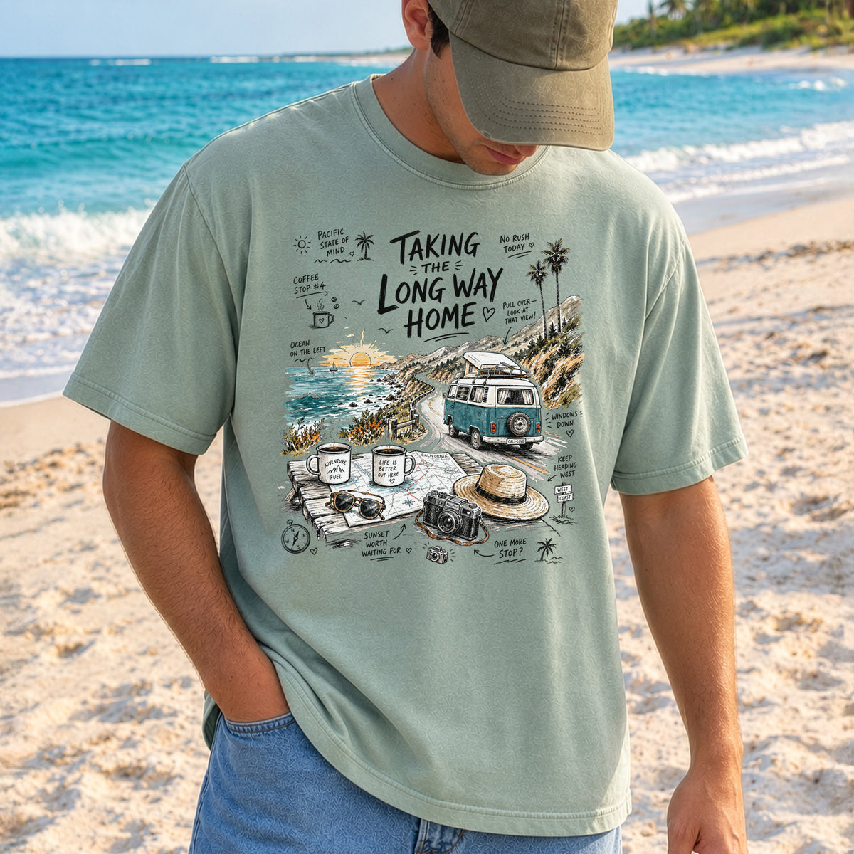 Taking the Long Way Home Comfort Colors Shirt – California Coast Tee