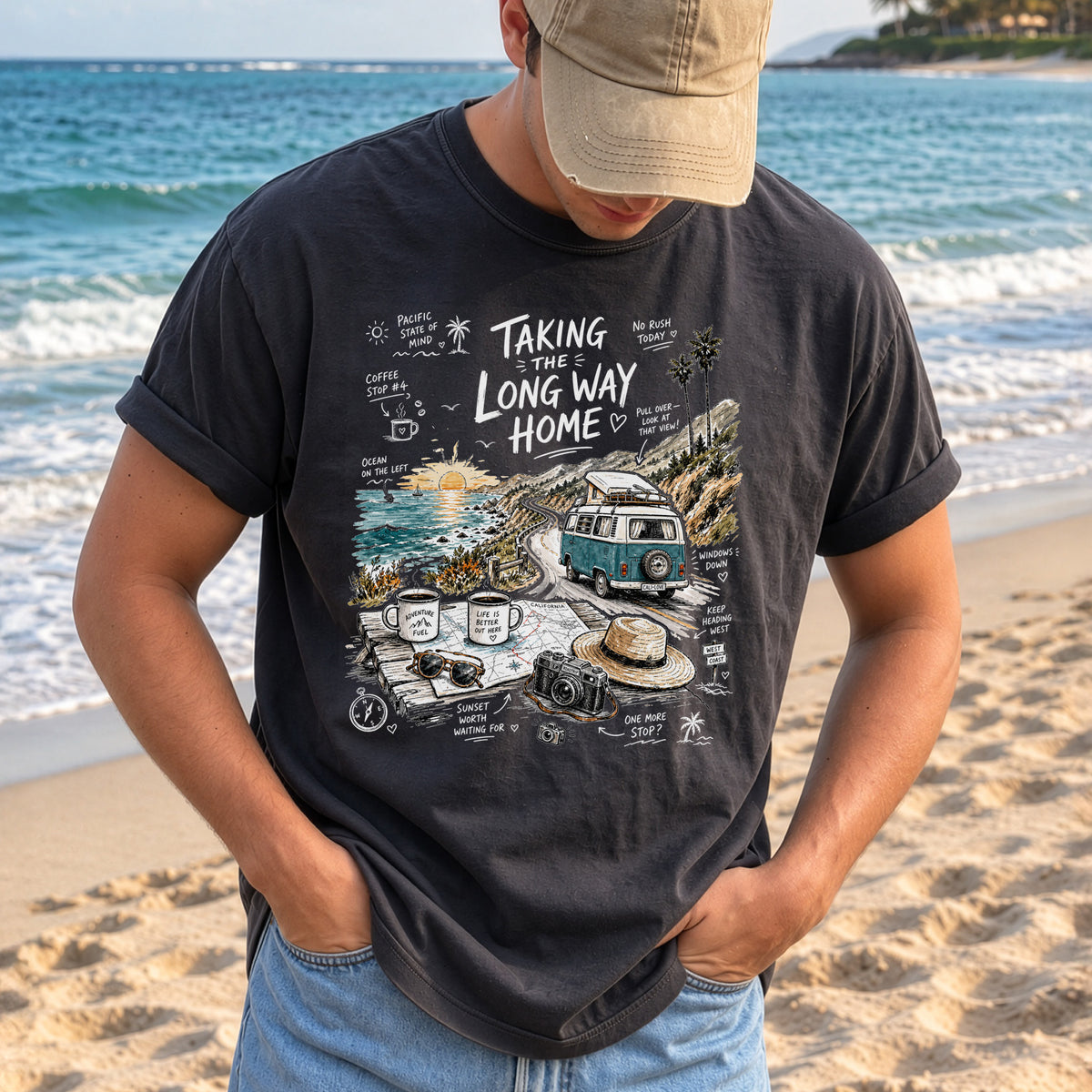 Taking the Long Way Home Comfort Colors Shirt – California Coast Tee