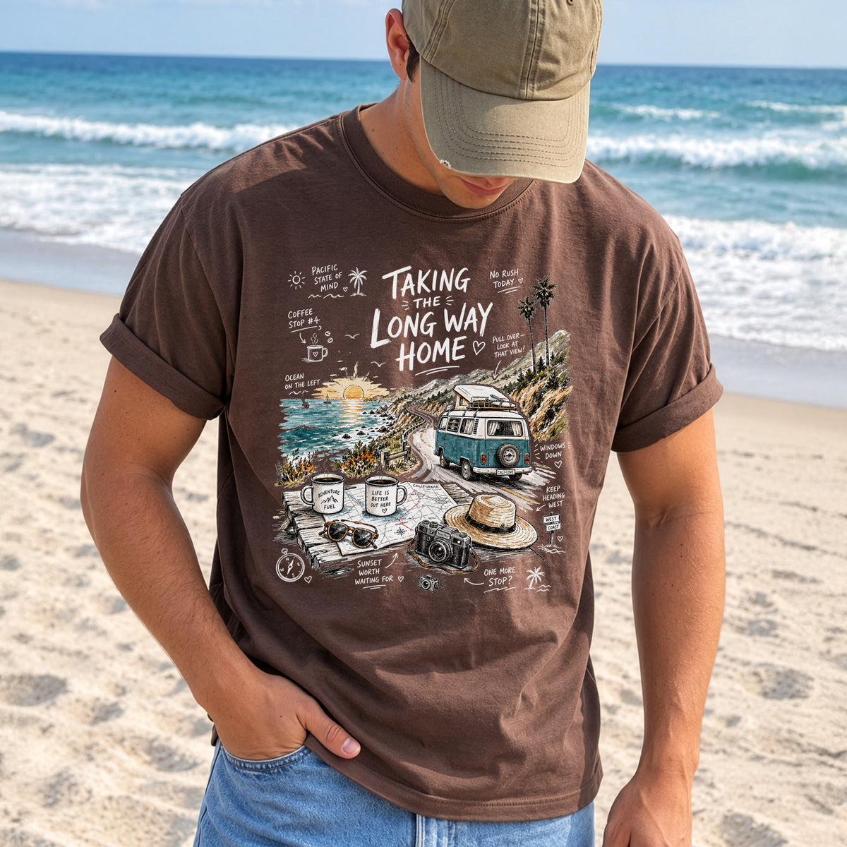 Taking the Long Way Home Comfort Colors Shirt – California Coast Tee