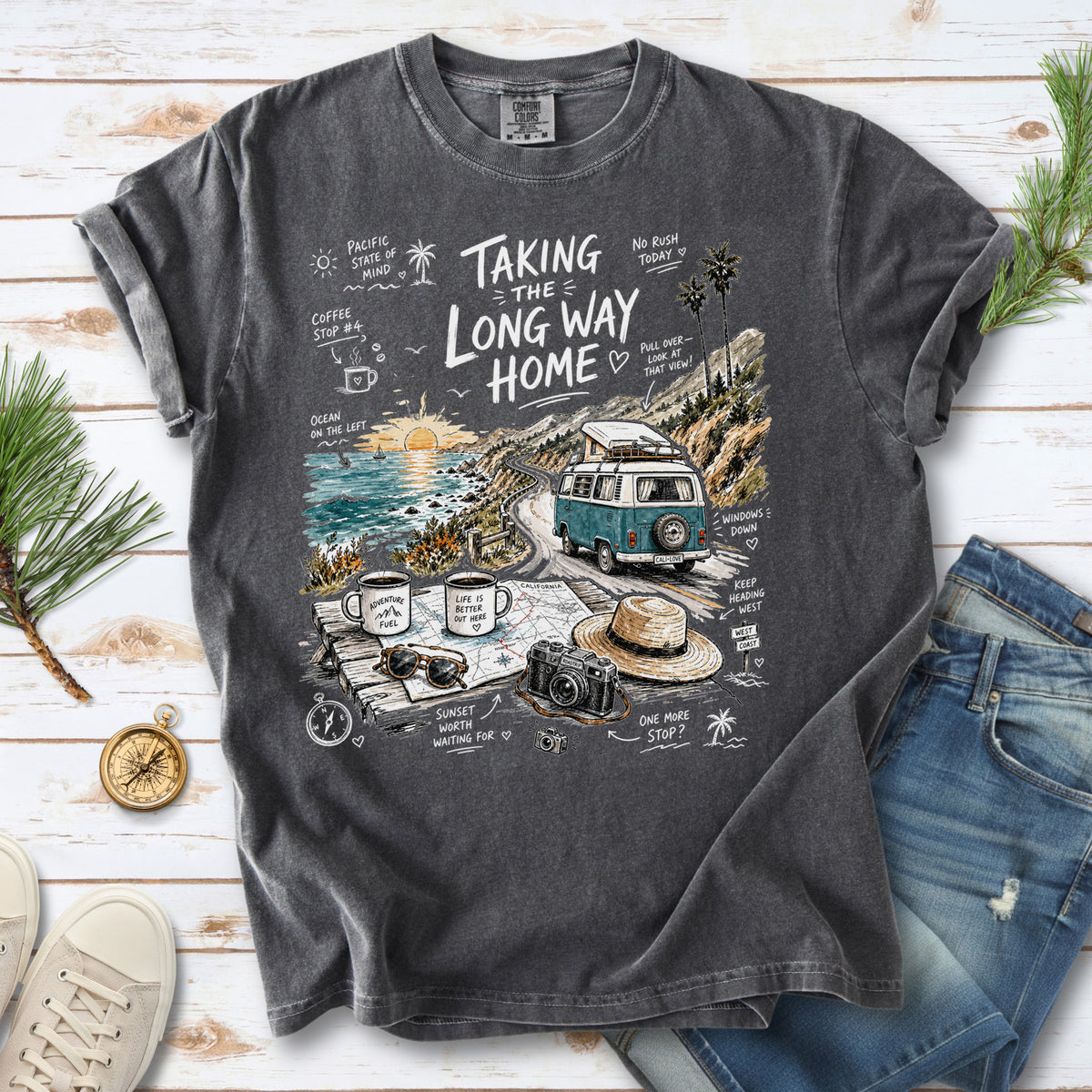 Taking the Long Way Home Comfort Colors Shirt – California Coast Tee