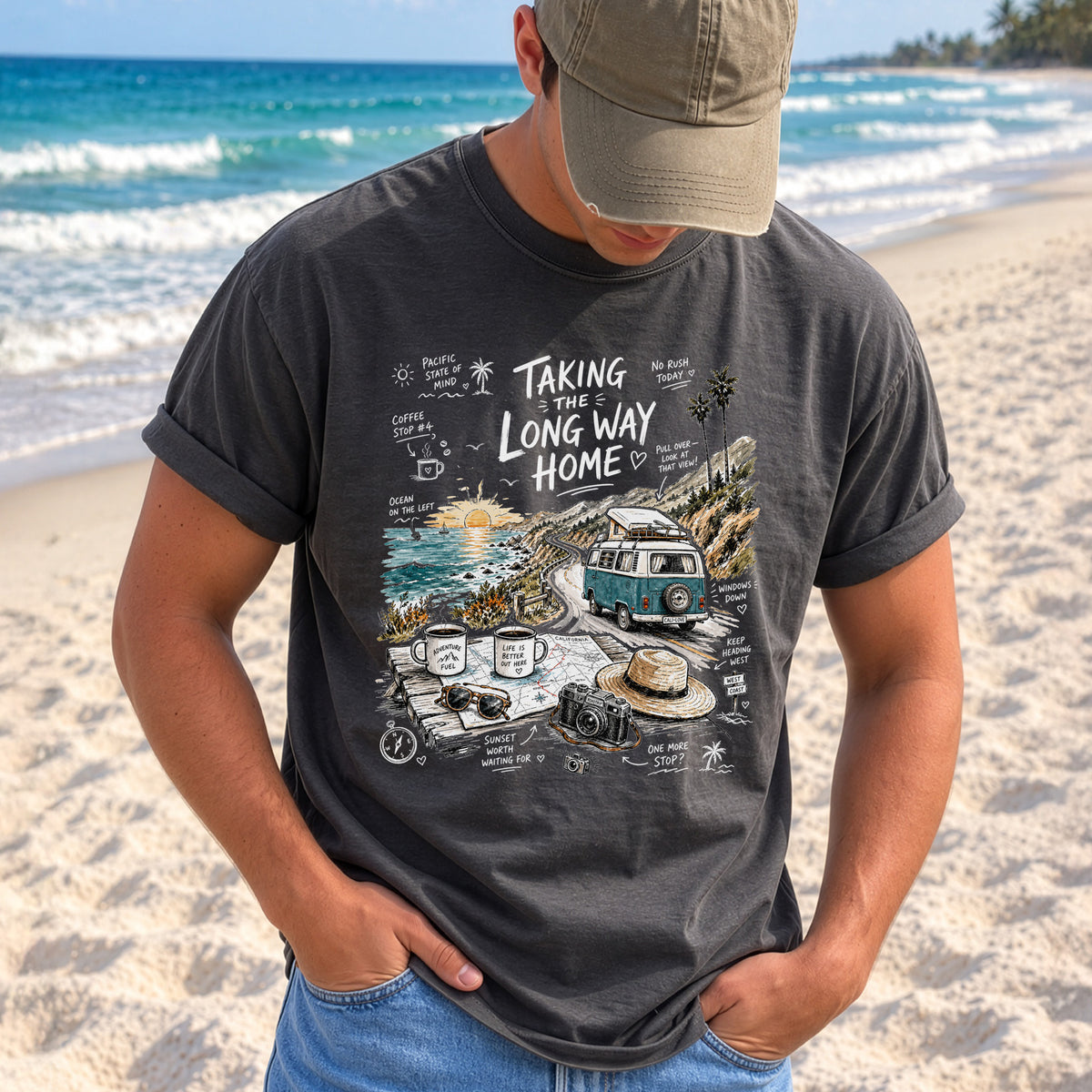 Taking the Long Way Home Comfort Colors Shirt – California Coast Tee