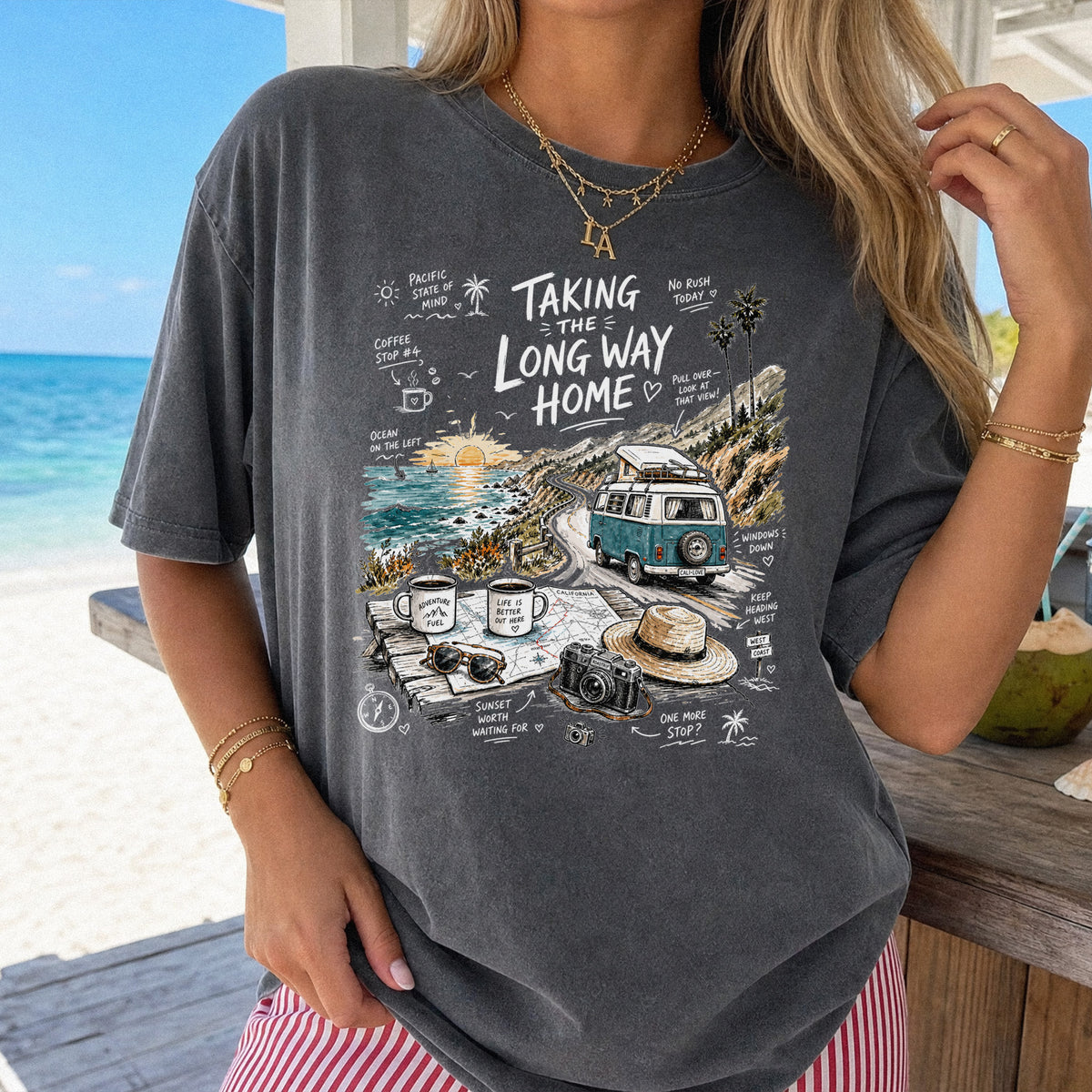 Taking the Long Way Home Comfort Colors Shirt – California Coast Tee