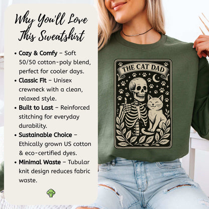 Cat Dad Skeleton Tarot Sweatshirt – Spooky Cute for Cat Lovers