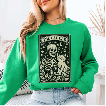 Cat Dad Skeleton Tarot Sweatshirt – Spooky Cute for Cat Lovers