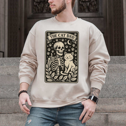 Cat Dad Skeleton Tarot Sweatshirt – Spooky Cute for Cat Lovers
