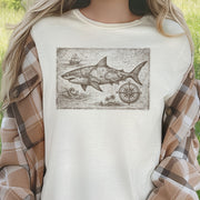 Great Ocean Shark Vintage Map Adventure T-Shirt