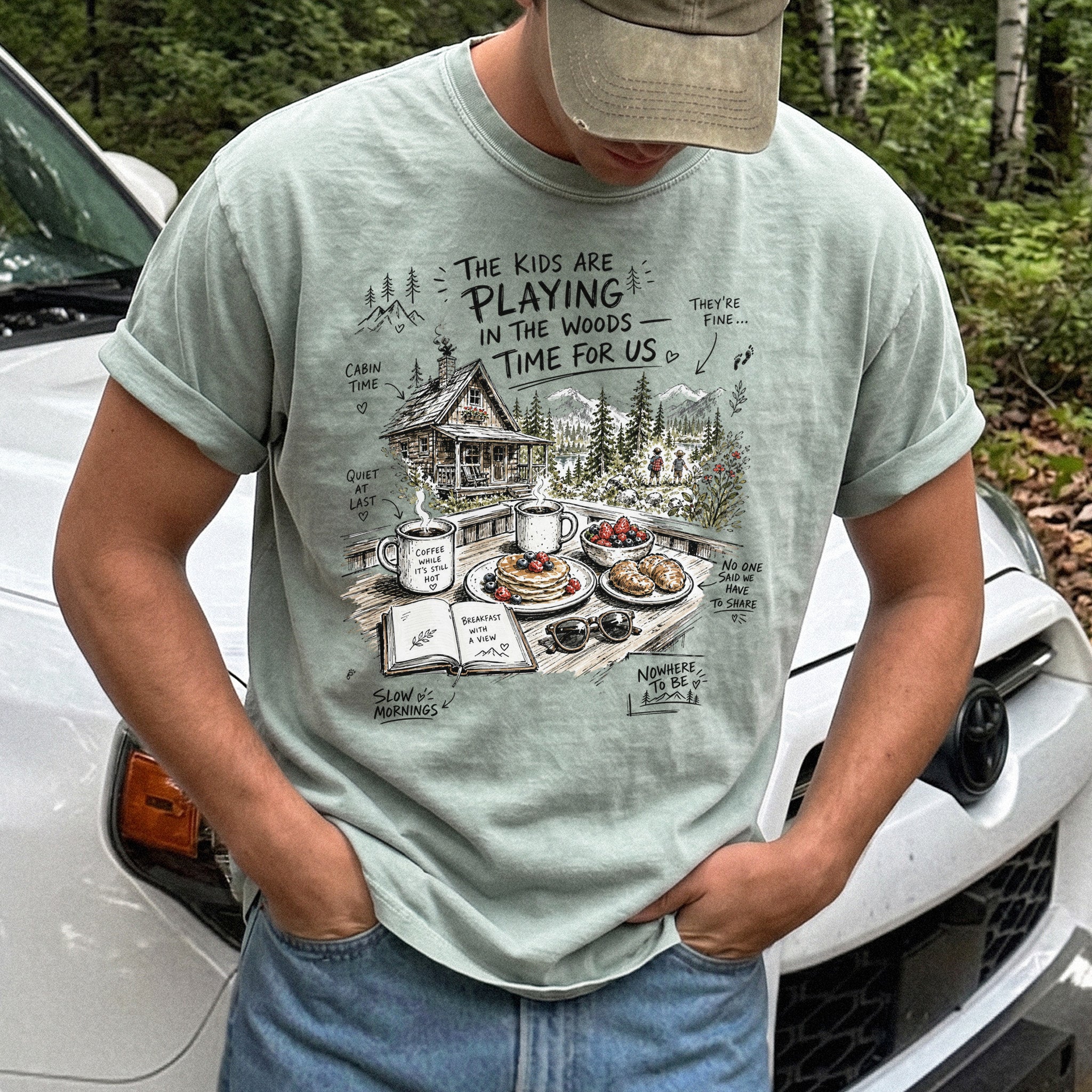 The Kids Are Playing in the Woods Comfort Colors Shirt – Cozy Cabin Morning Tee