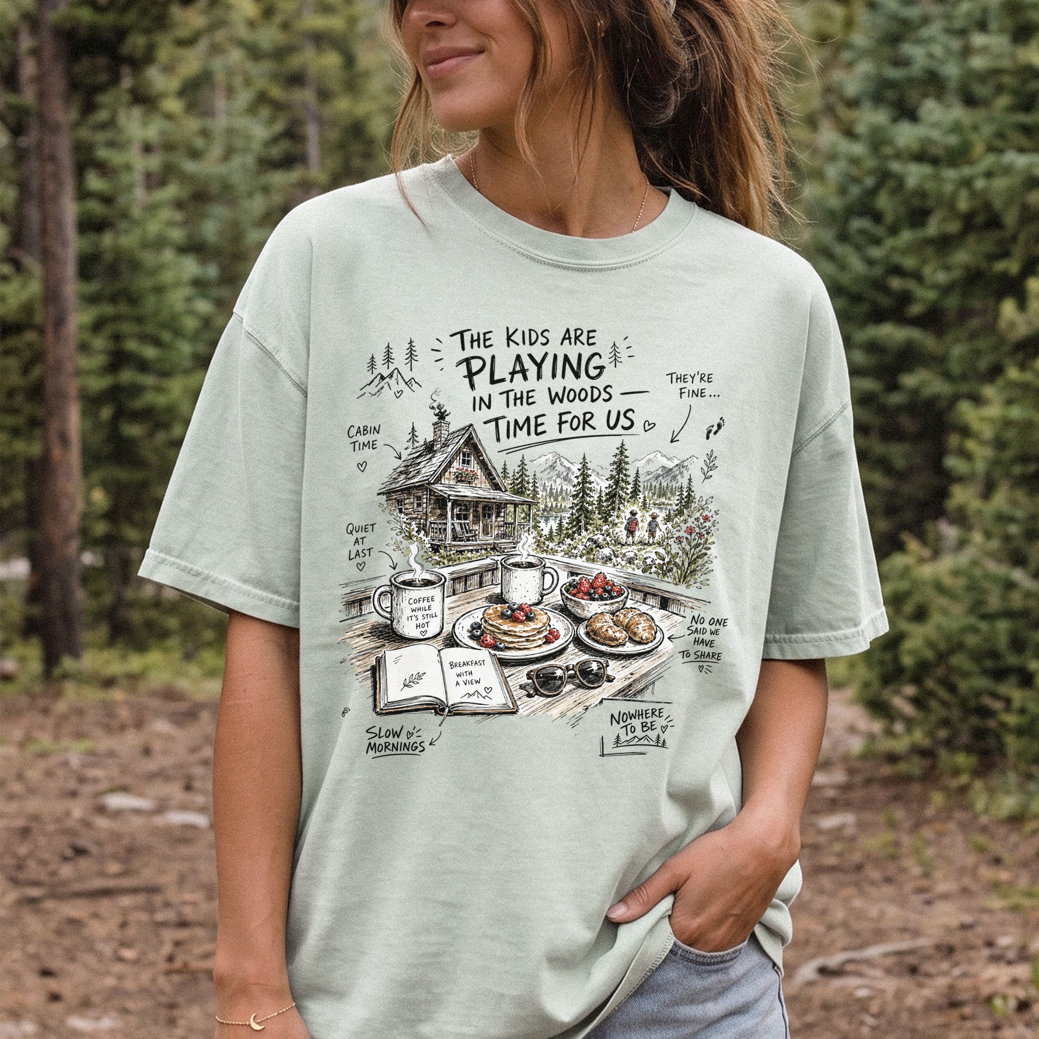 The Kids Are Playing in the Woods Comfort Colors Shirt – Cozy Cabin Morning Tee