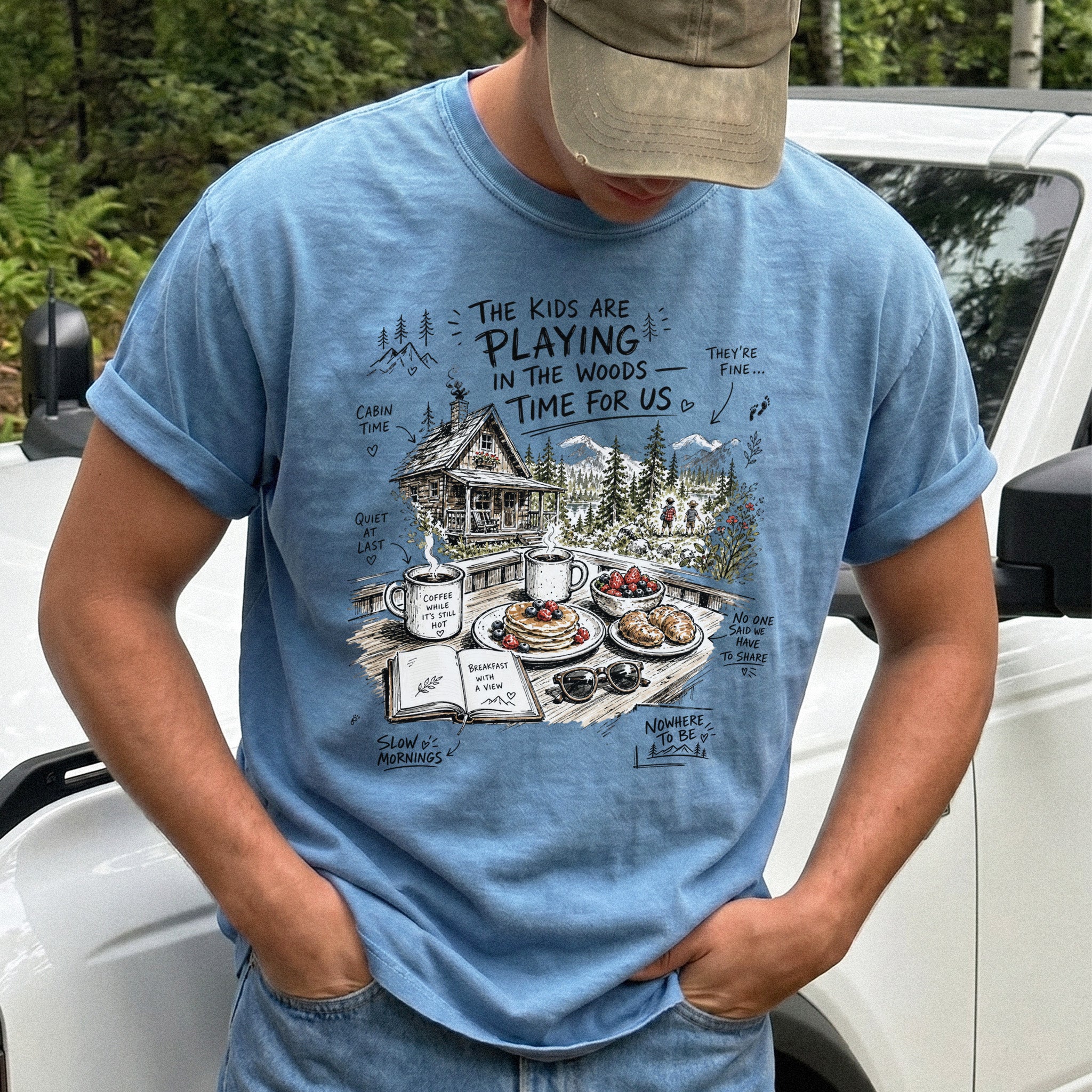The Kids Are Playing in the Woods Comfort Colors Shirt – Cozy Cabin Morning Tee