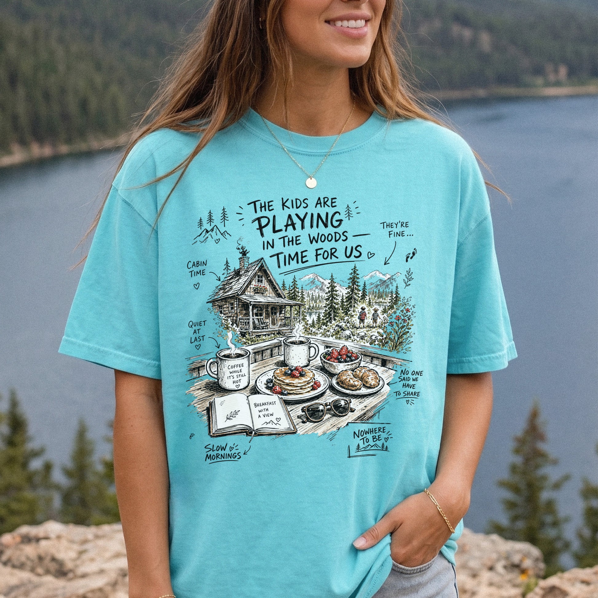 The Kids Are Playing in the Woods Comfort Colors Shirt – Cozy Cabin Morning Tee