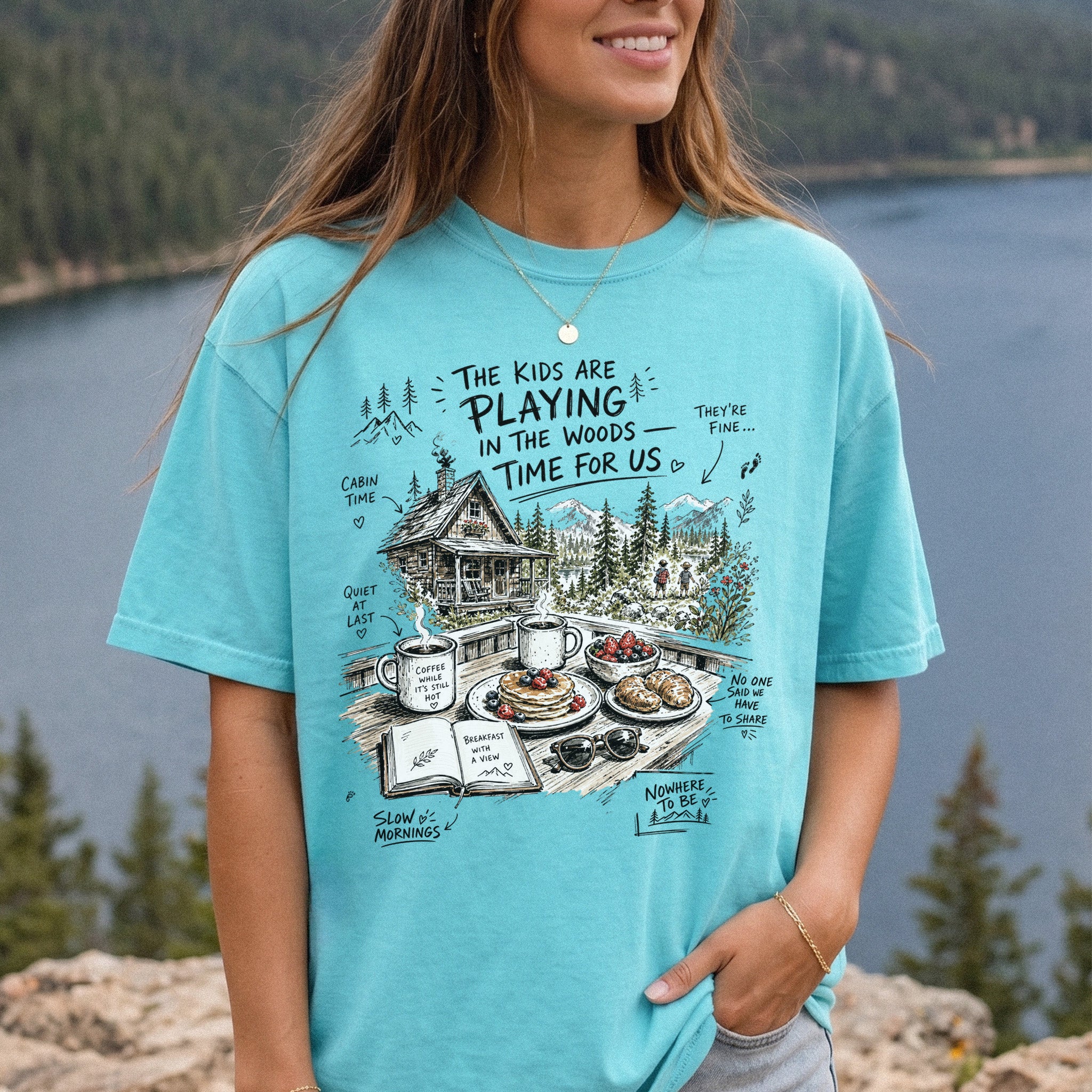 The Kids Are Playing in the Woods Comfort Colors Shirt – Cozy Cabin Morning Tee