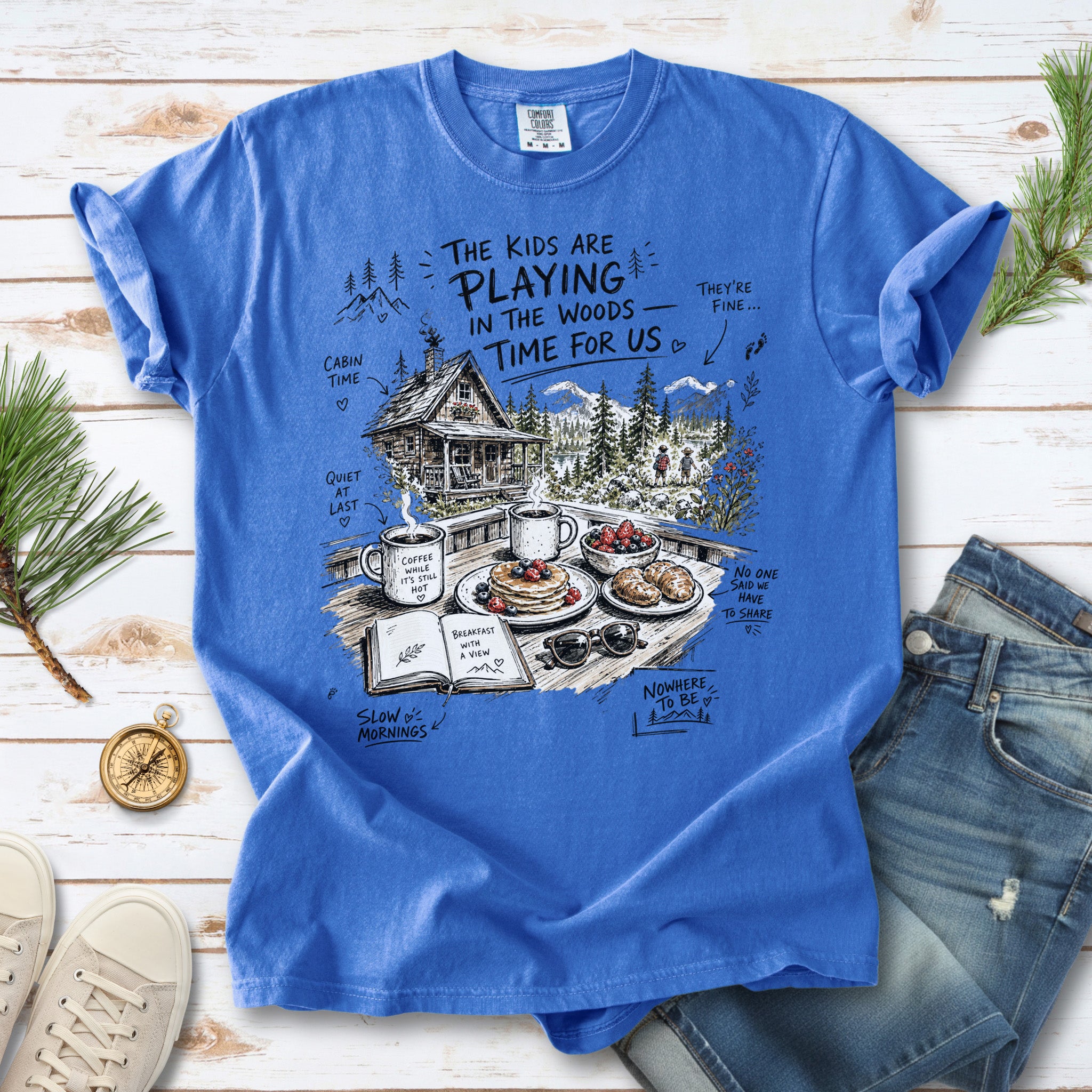 The Kids Are Playing in the Woods Comfort Colors Shirt – Cozy Cabin Morning Tee
