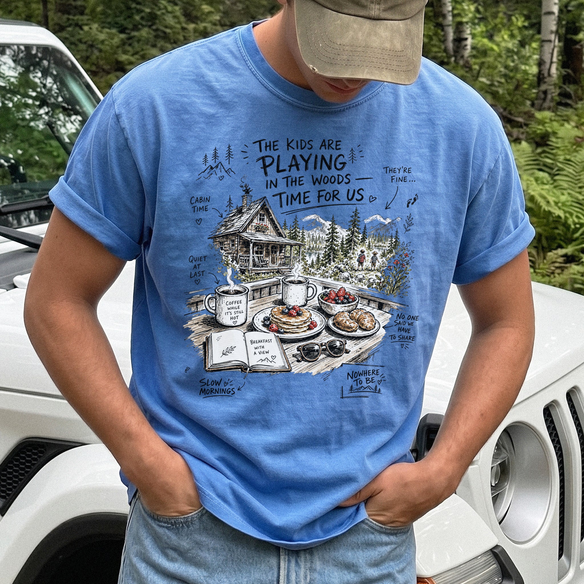 The Kids Are Playing in the Woods Comfort Colors Shirt – Cozy Cabin Morning Tee