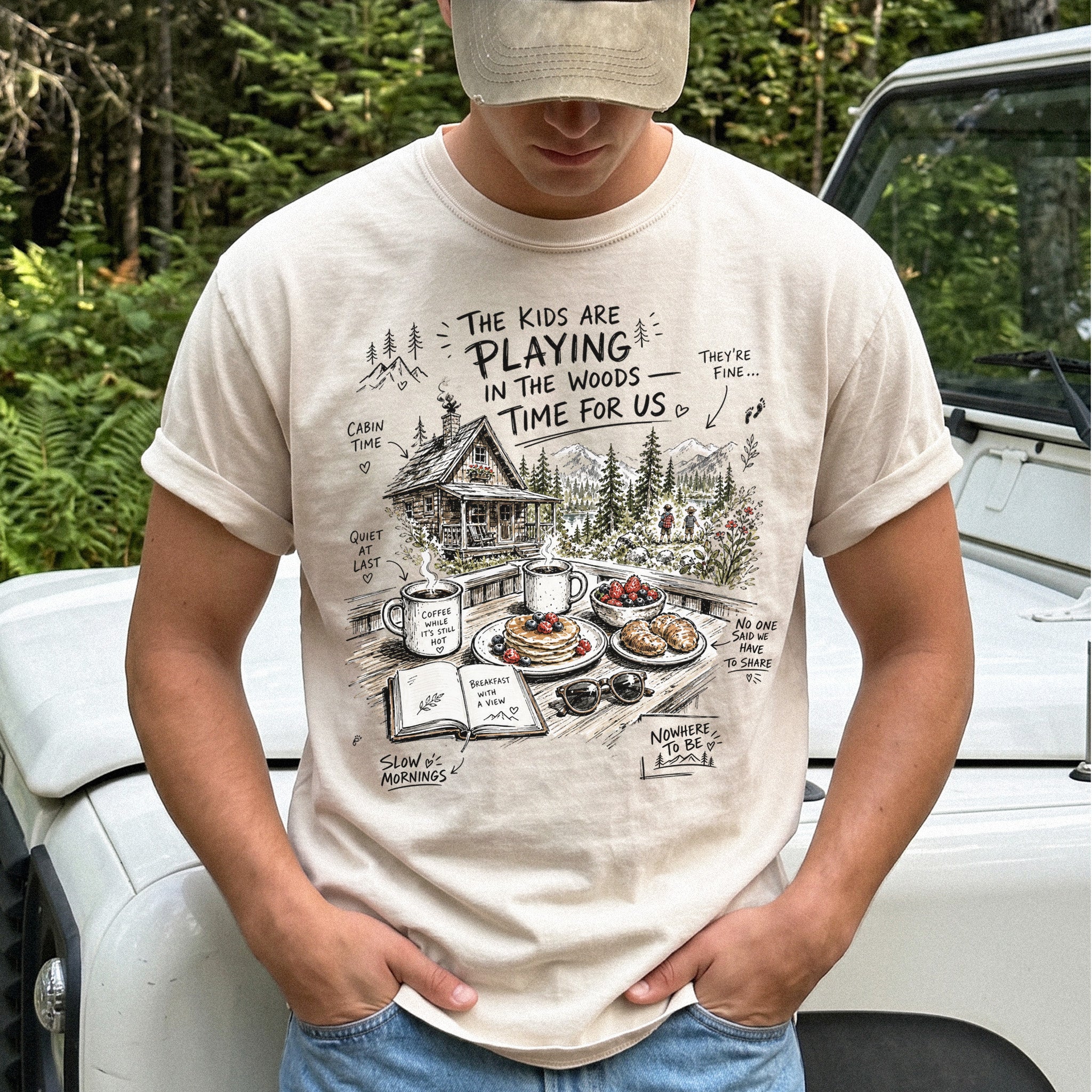 The Kids Are Playing in the Woods Comfort Colors Shirt – Cozy Cabin Morning Tee
